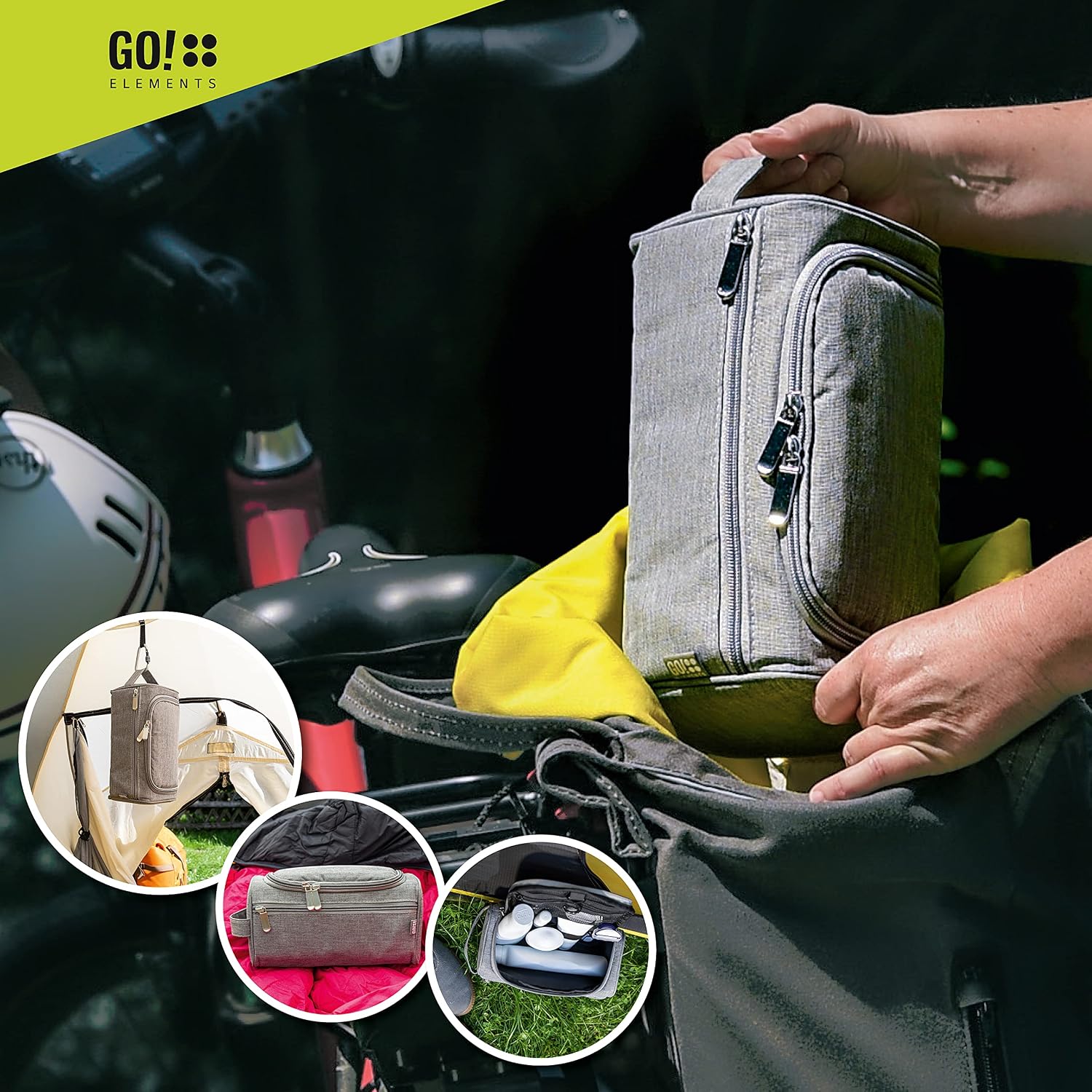 Thumbnail 6 de GO!elements Beauty Case uomo & donna – borsa da toilette elegante e funzionale, Grigio