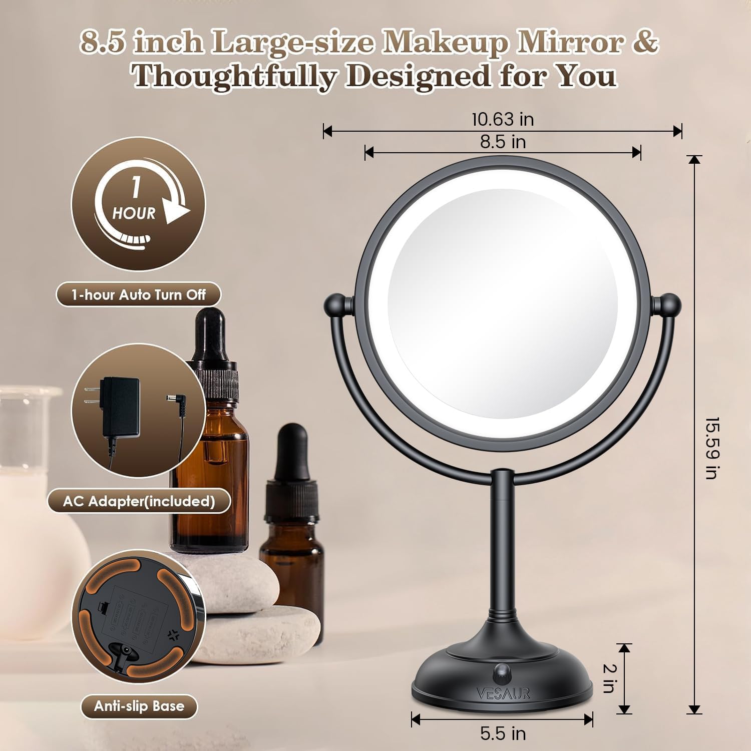 Thumbnail 5 de VESAUR Professional 8.5in Lighted Makeup Mirror