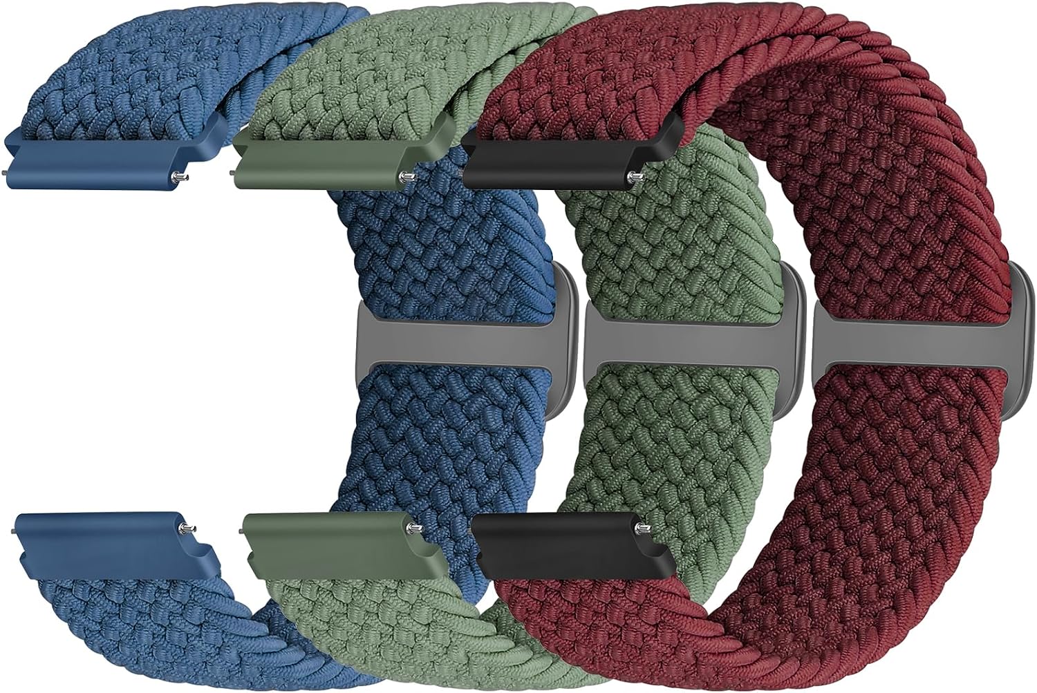 Detalle de Yunshare geflochtenes elastisches Armband mit Schnellverschluss (18–24 mm) – 3er-Set für viele Smartwatch-Modelle