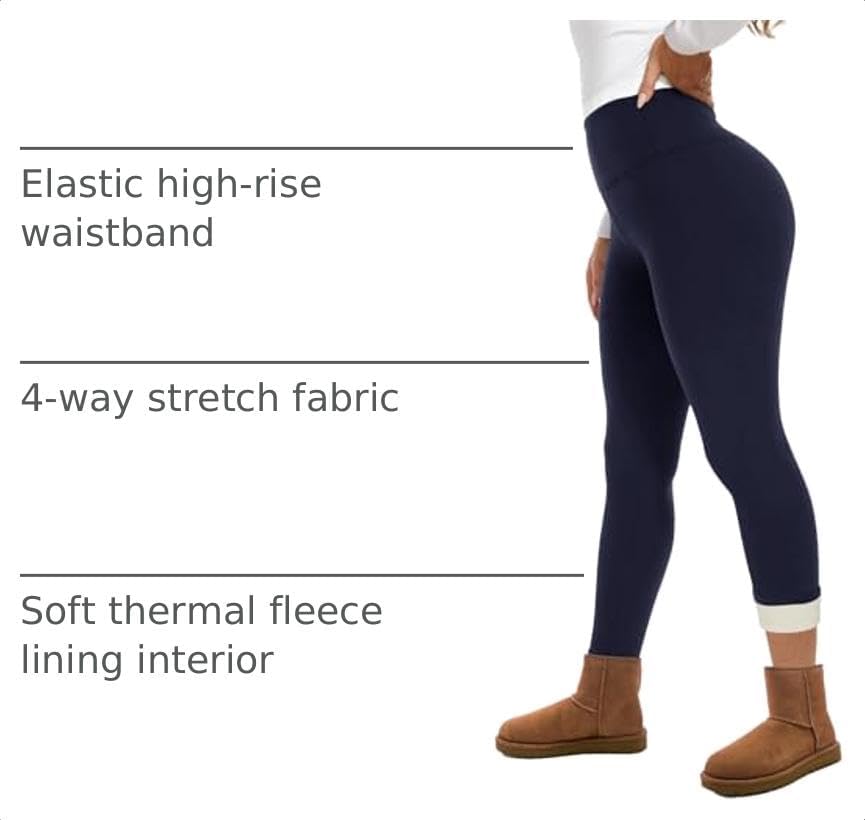 Detalle de GAYHAY Fleece-Lined Leggings for Women, High-Waisted with 4-Way Stretch