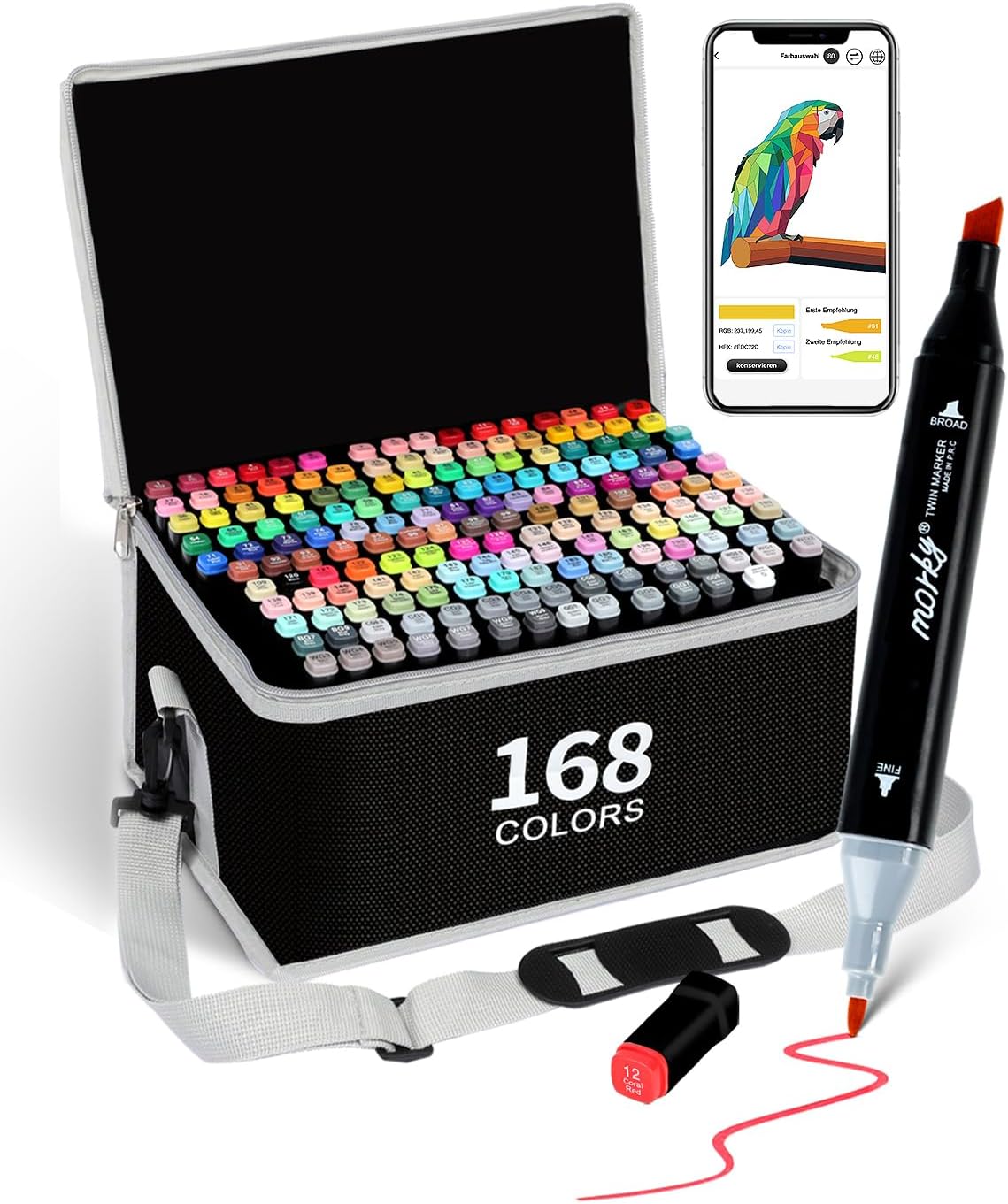 Thumbnail 6 de HornedDragon 80 Farben Alkohol Marker Set