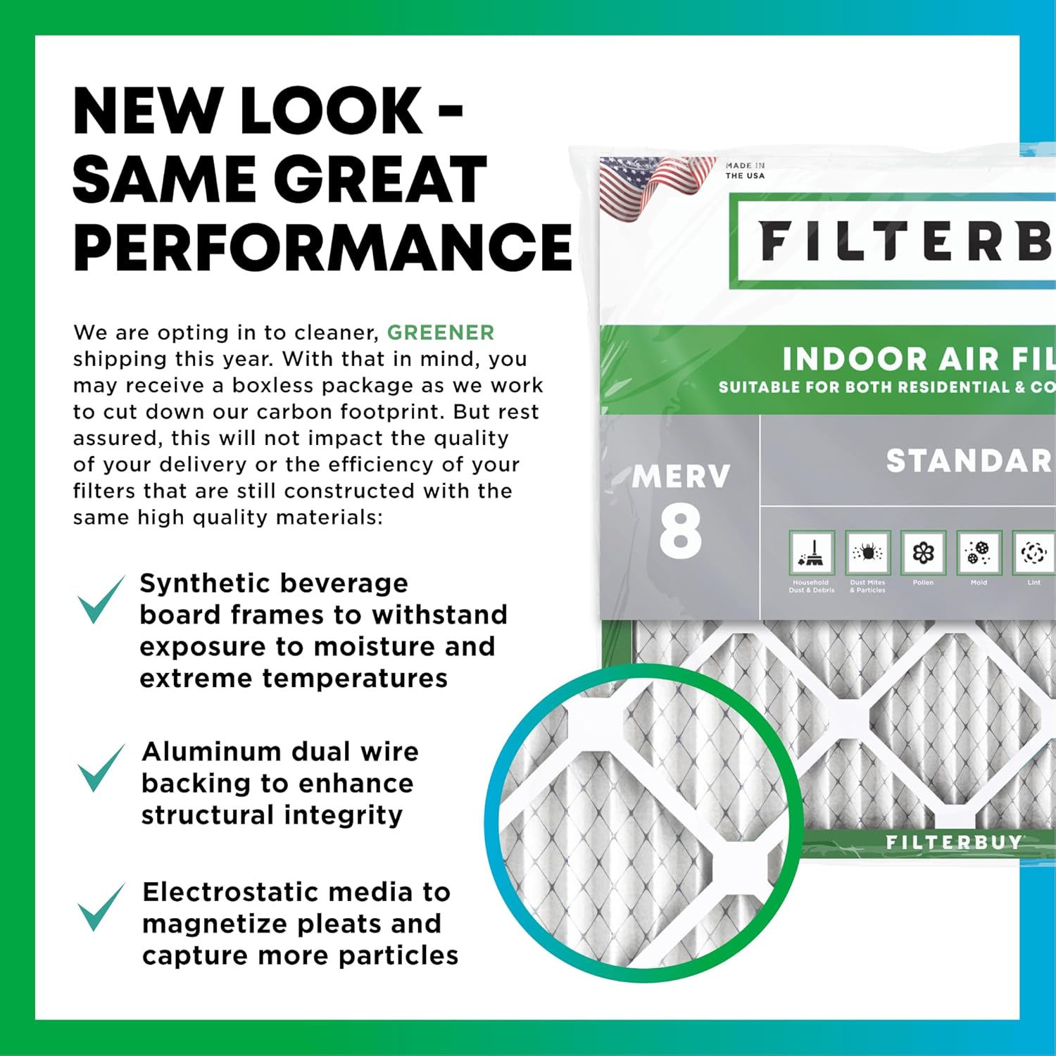 Detalle de Filterbuy MERV 8 14x14x1 Air Filter ๐