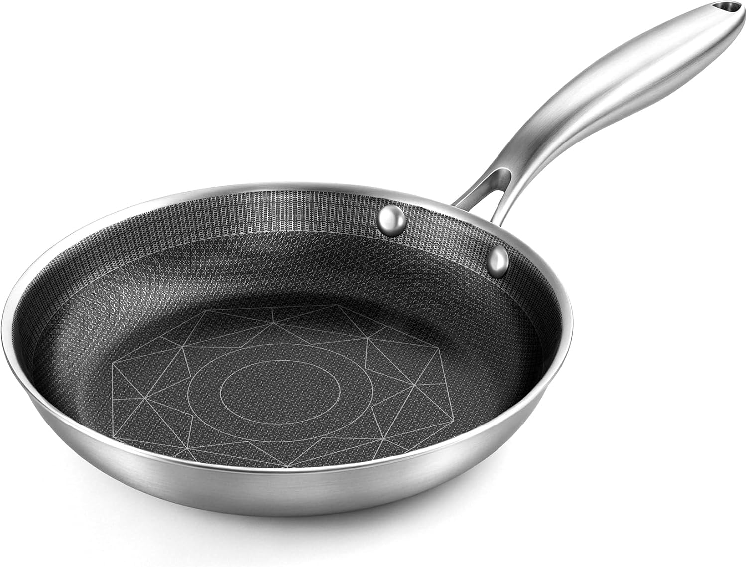 Detalle de COOKER KING 8-Inch Stainless Steel Pan: Hybrid Nonstick Frying Pan for Small Batches