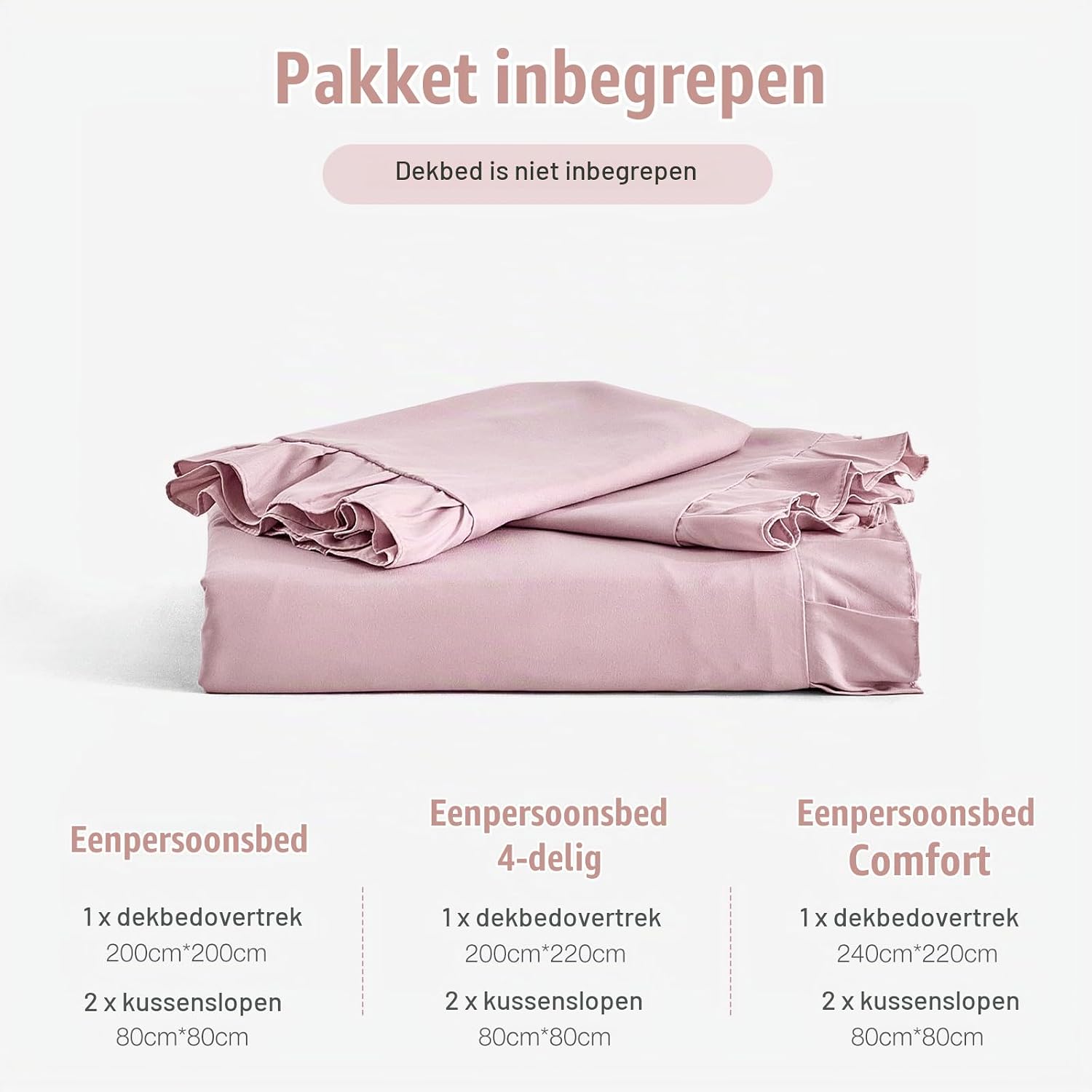 Detalle 2 de Lekesky JF-622007PK02DEM2-DECL dekbedovertrekset, roze microvezel met ruches