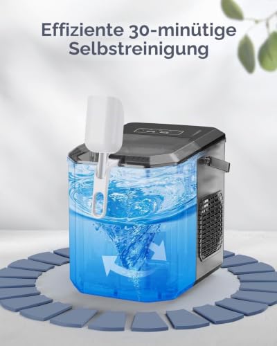 Detalle de Silonn Eiswürfelmaschine mit Griff – tragbar, selbstreinigend und kompakt