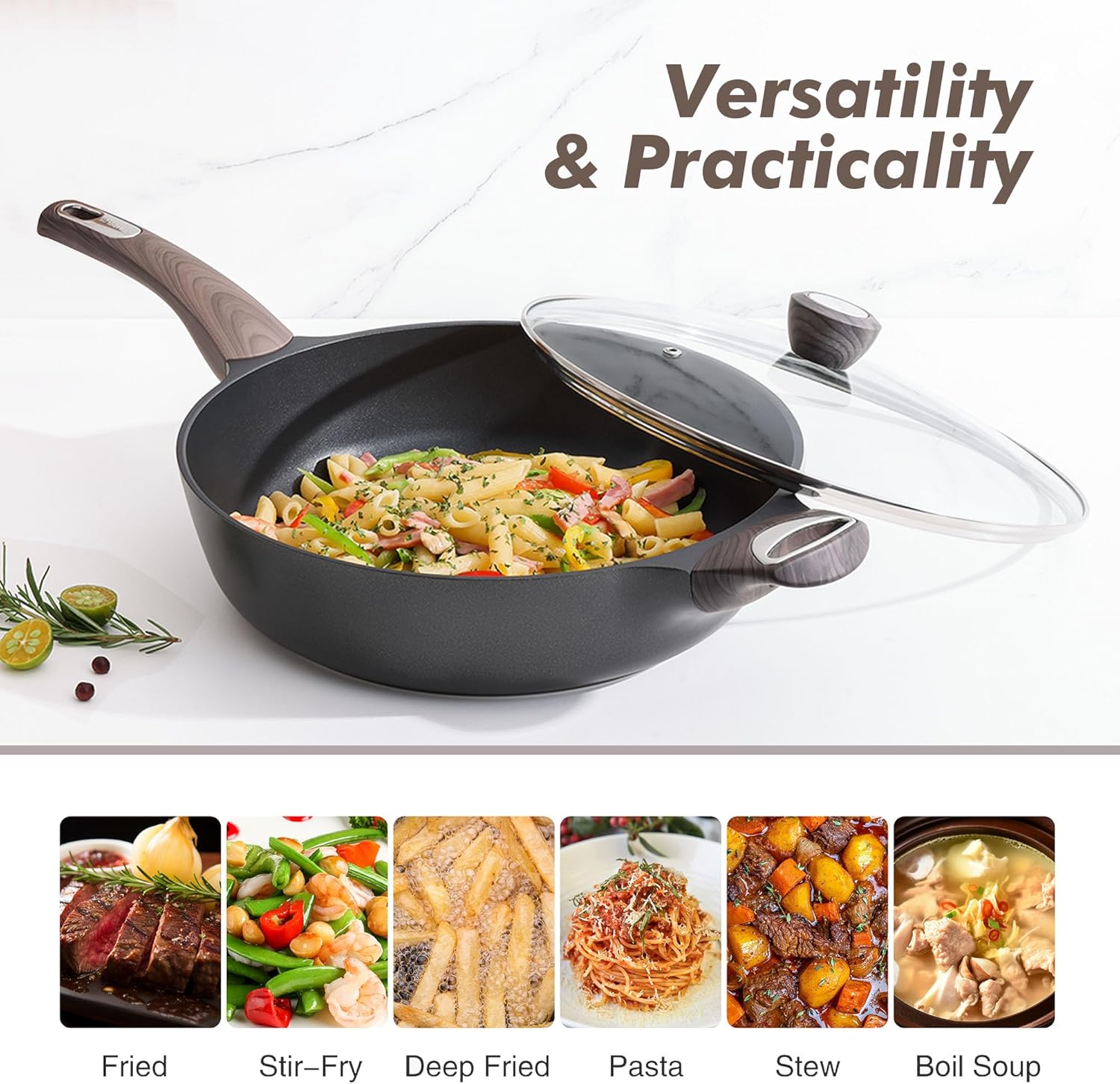 Thumbnail 5 de SENSARTE 12-inch Deep Nonstick Frypan, 5-Quart with Lid