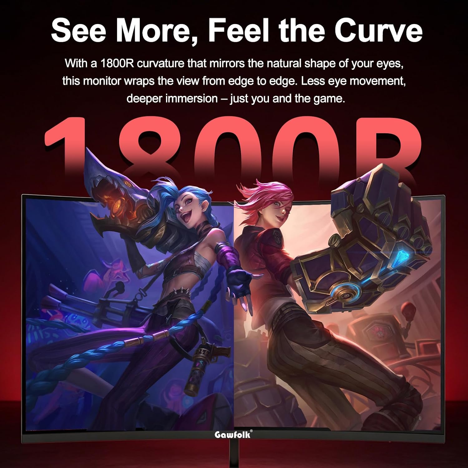 Thumbnail 2 de Gawfolk 32" Curved Gaming Monitor 240Hz (1800R VA, 1080p) with FreeSync & G-Sync