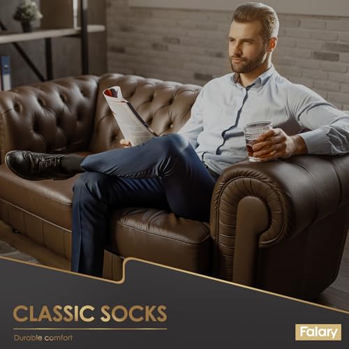 Detalle de FALARY Mens Socks 12 Pairs Black Cotton Comfort for Everyday Wear
