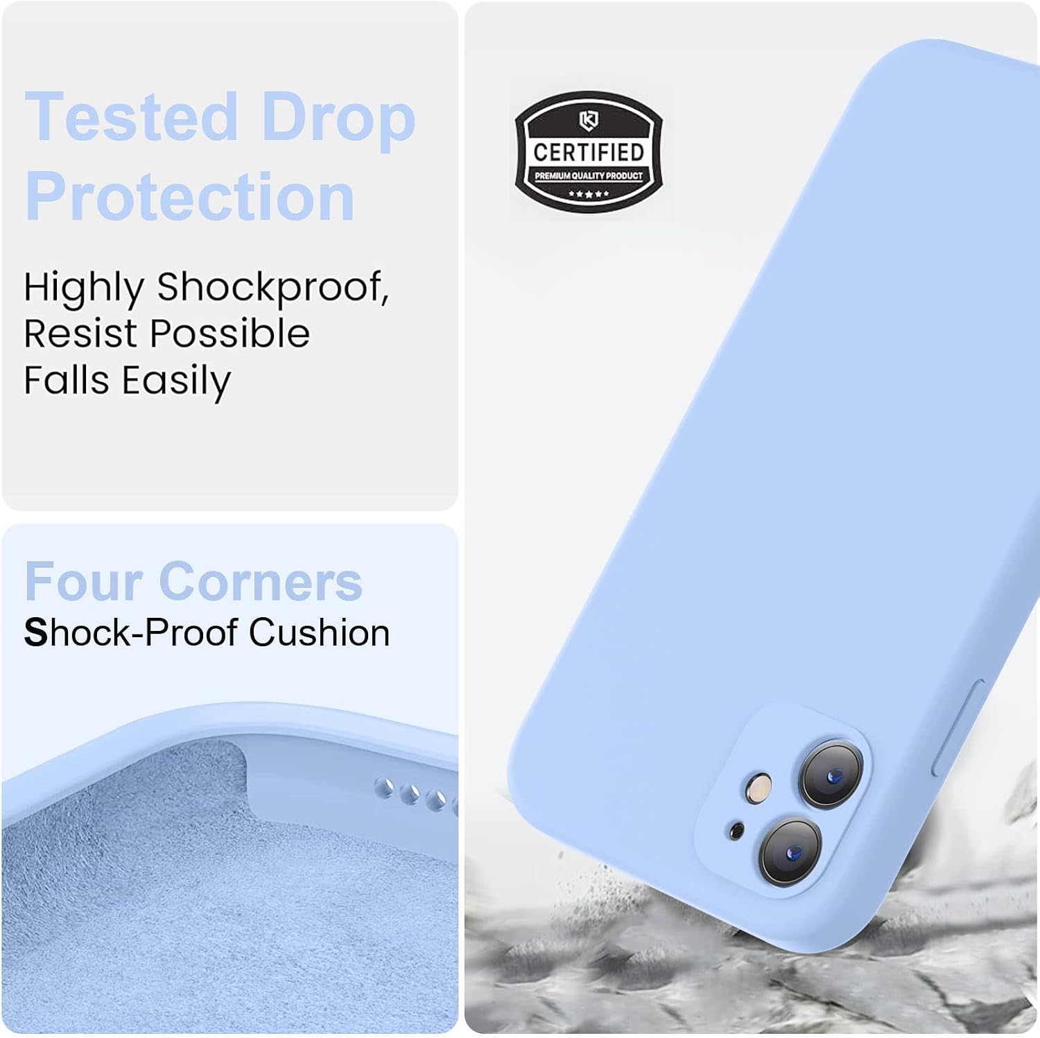 Thumbnail 4 de Vooii iPhone 11 Case — Upgraded Liquid Silicone with Flat Edges, Camera Protection and Microfibre Lining (6.1in) in Light Blue