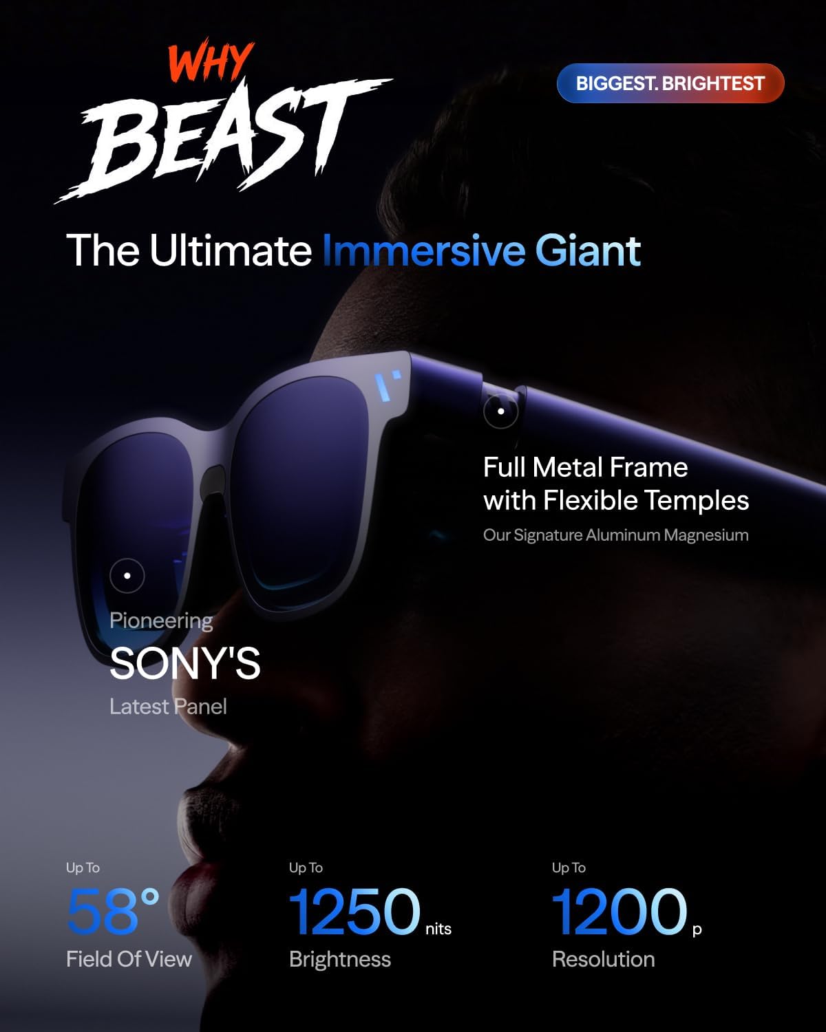 Detalle de VITURE Beast XR/AR Glasses: Biggest, Brightest, Smartest Spatial Display