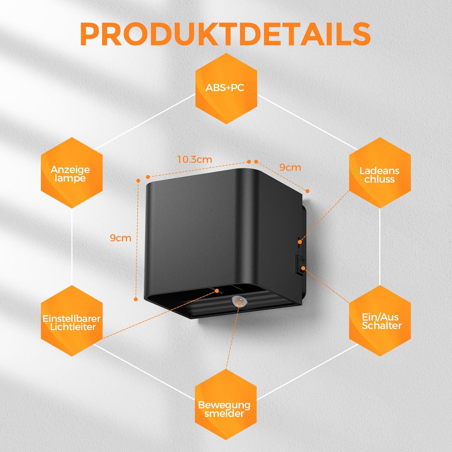 Thumbnail 6 de GEARLITE akkubetriebene LED-Wandleuchte für Innen & Außen (4er-Set) mit Bewegungsmelder, IPX4, 3000K