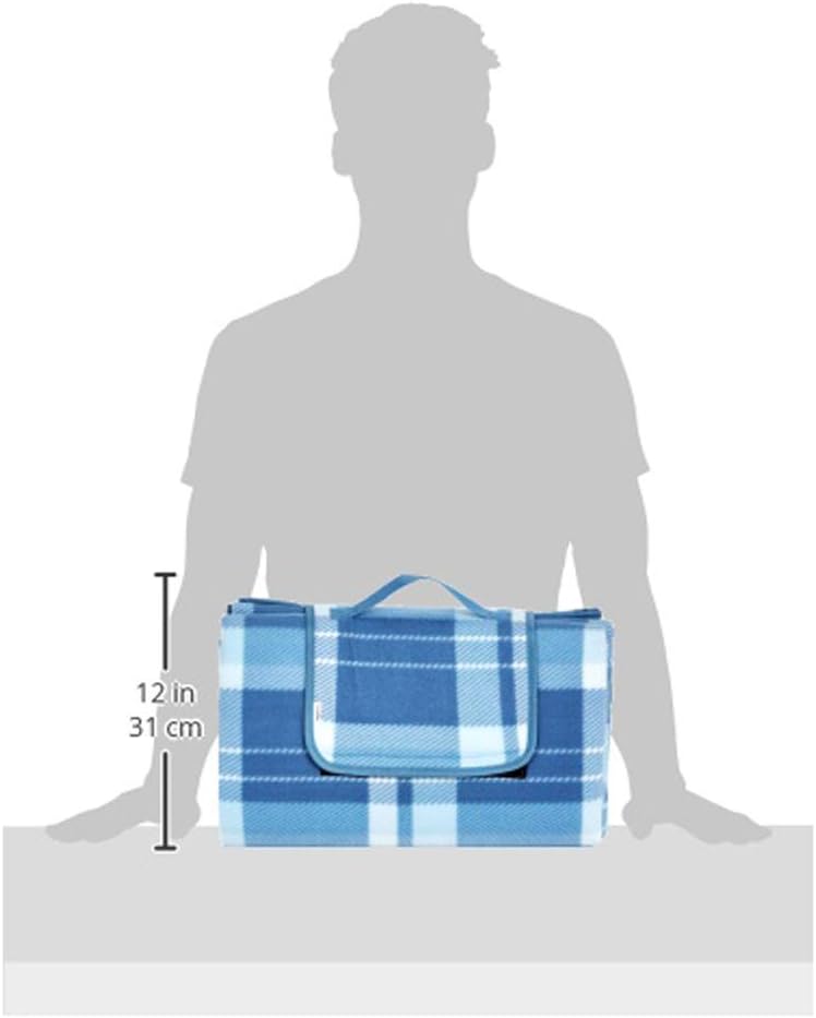 Thumbnail 2 de Amazon Basics Picnic Travel Blanket with Waterproof Backing, 200 x 200 cm, Blue