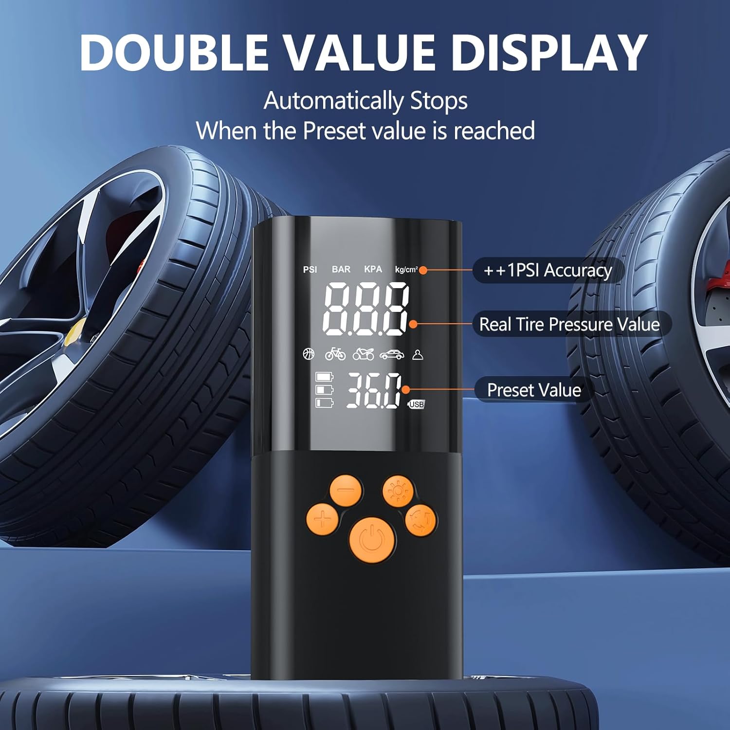 Detalle 2 de Compresor Aire Portátil 180 PSI Inflador Eléctrico