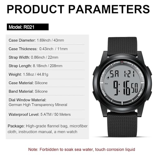 Thumbnail 6 de HANPOSH Reloj Hombre: Impermeable, Cuarzo Analógico, LED y Correa de Silicona