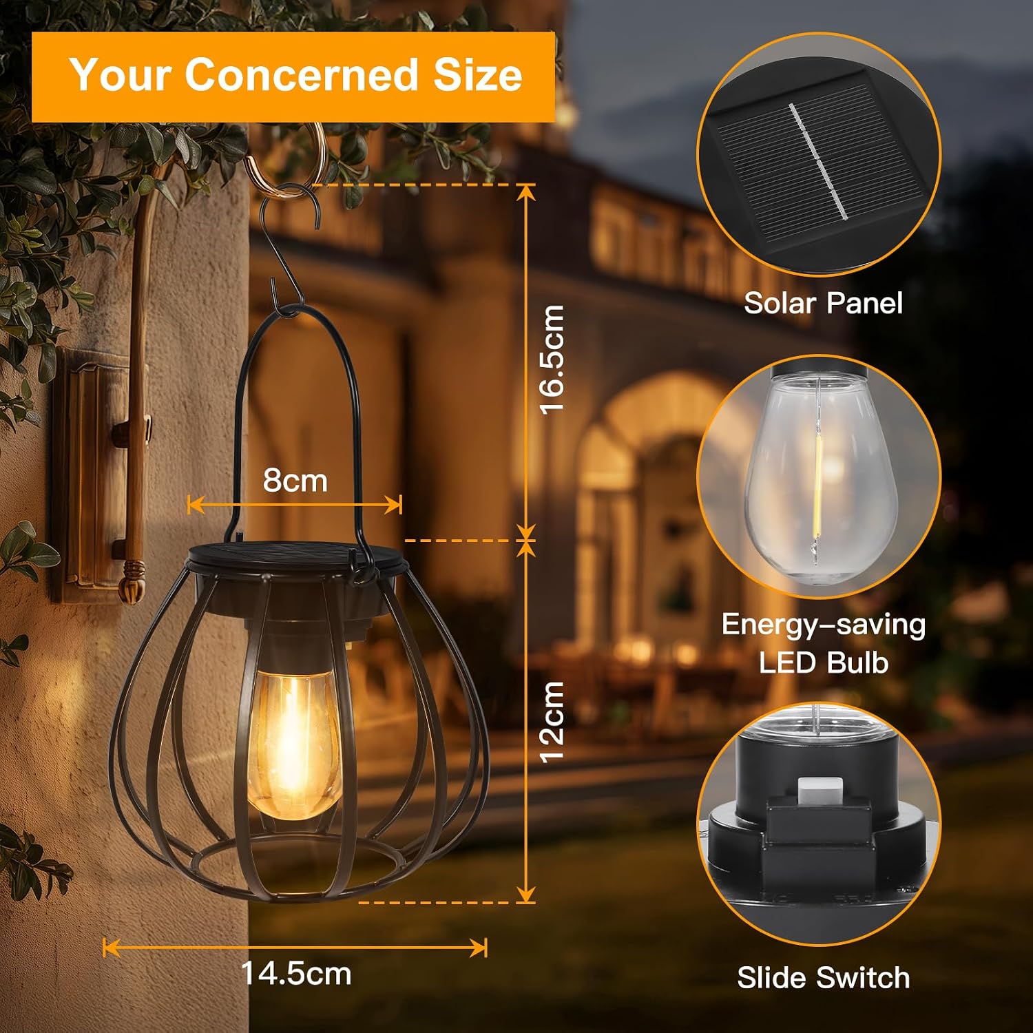 Thumbnail 3 de Dehobo Lanterne Solari Da Esterno 2 Pezzi – Lanterna Solare IP65 Bianco Caldo per Giardino