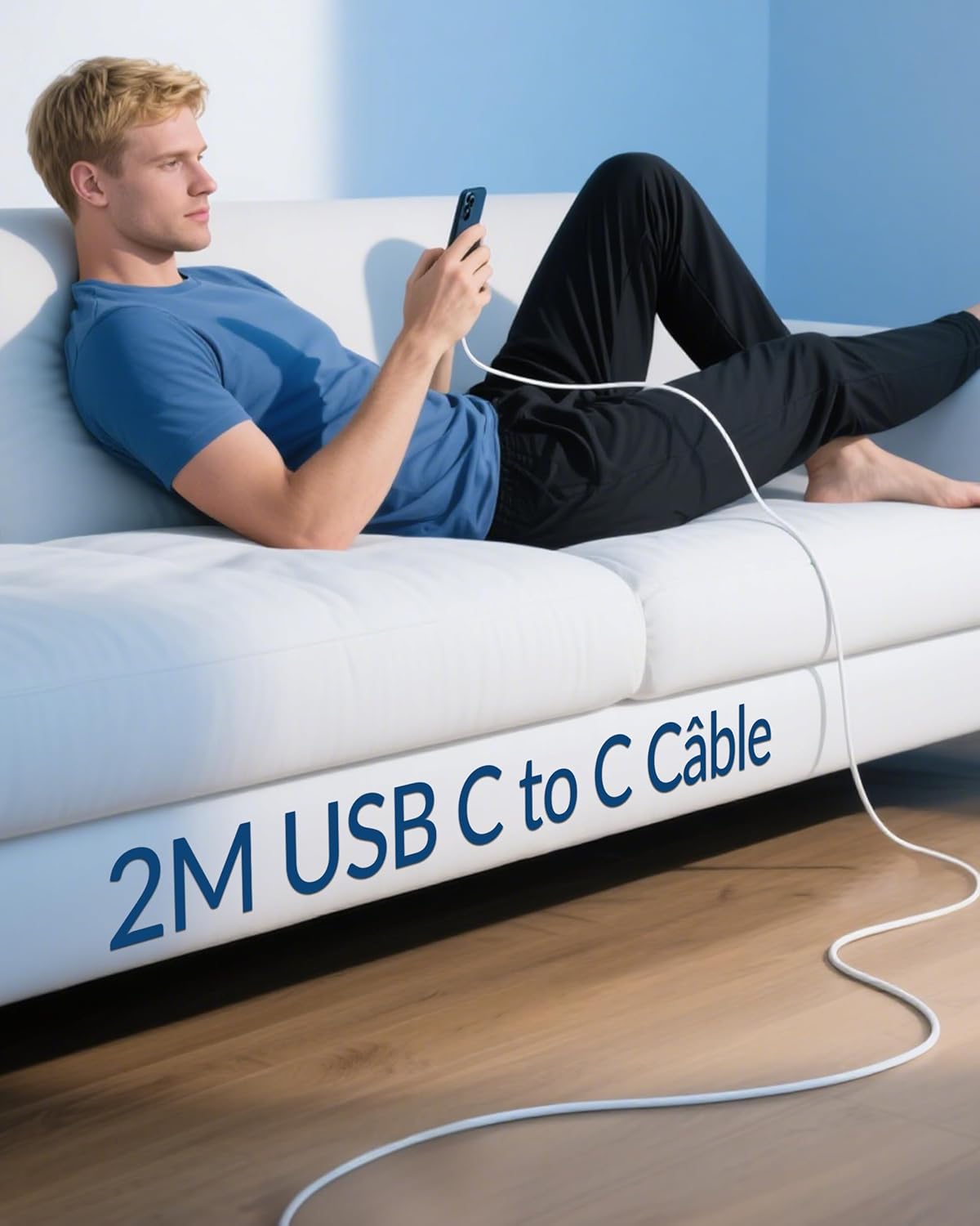 Thumbnail 4 de Chargeur USB-C 45W à 2 ports (USB-C/A) pour Google Pixel et autres compatibles – Câble 2 m inclus