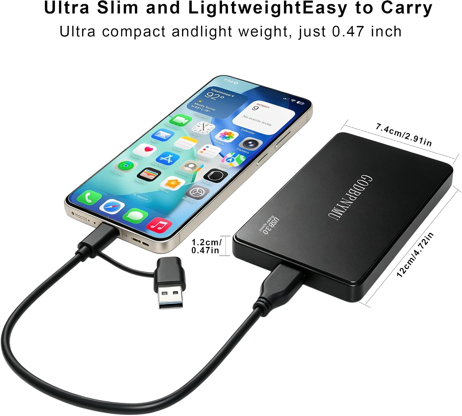 Thumbnail 5 de GODBPNYMU YP01 500GB Portable External Hard Drive with USB 3.0/USB-C