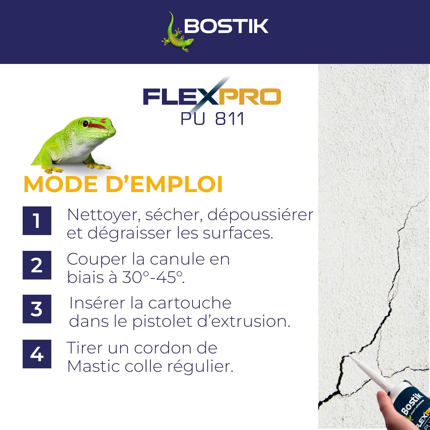 Detalle de Bostik Mastic Colle Flexpro PU811 – Colle et Jointe Tous Matériaux, 300 ml, Blanc
