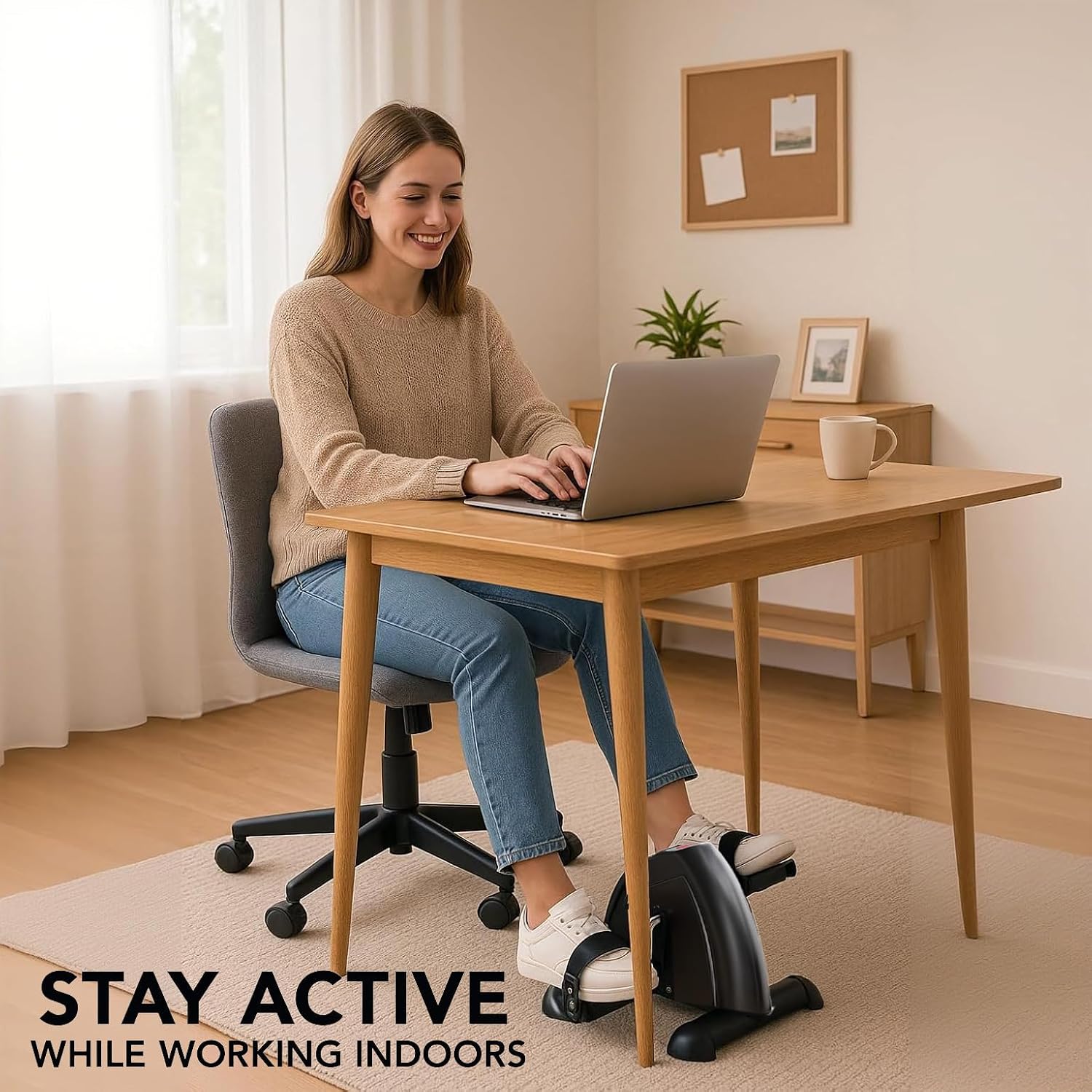 Detalle de Wacloud Mini Under-Desk Pedal Exerciser with LCD and Adjustable Resistance