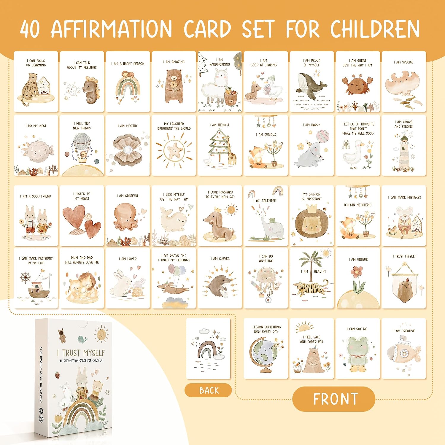 Thumbnail 1 de Positive Affirmation Cards for Kids – 40 confidence & mindfulness cards for ages 3–8