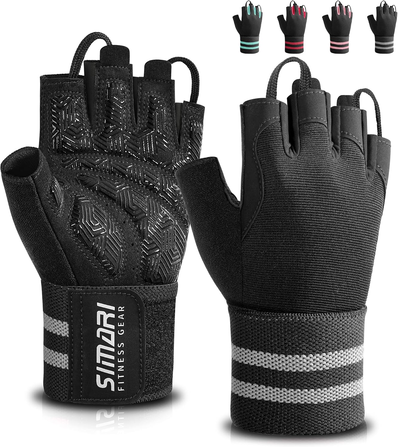 Detalle de SIMARI Workout Gloves with Wrist Wrap, SBR Padding and Silicone Grip