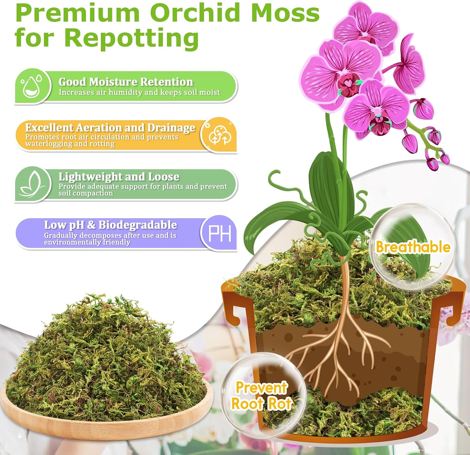 Detalle de Legigo L-DE-Forest Moss-600g Sphagnum Moss, 1.3 lb Natural Long Fiber