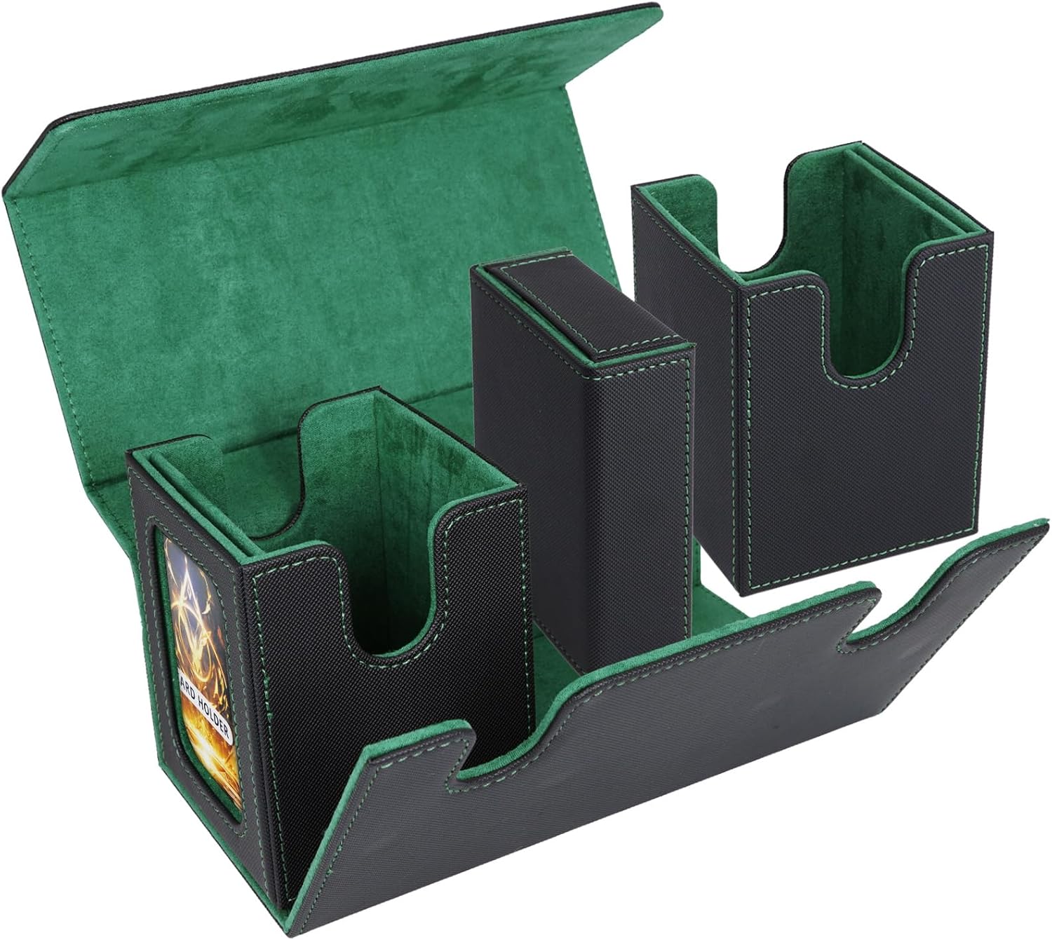 Thumbnail 2 de AFIING MTG Commander Card Storage Box – 3-in-1 Deck Case for 200 Double-Sleeved Cards with Side Window