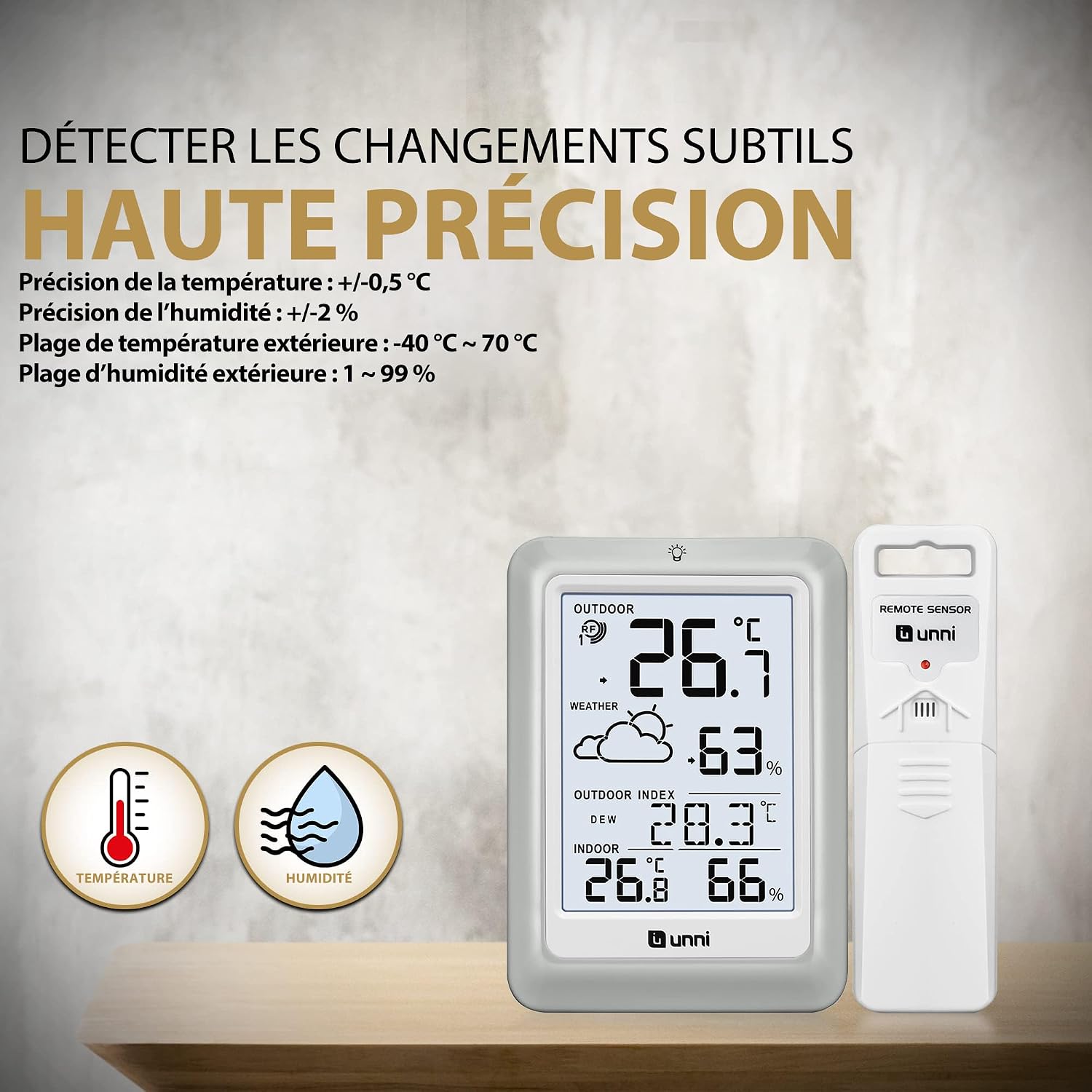 Detalle de Thermomètre hygromètre numérique 100 m