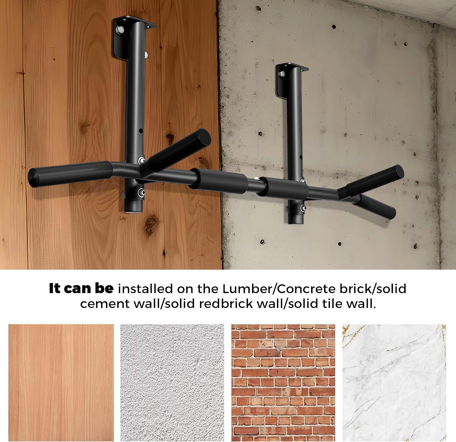 Thumbnail 6 de ONETWOFIT Joist Mount Pull-Up Bar, Adjustable Height, 42-Inch, Multi-Grip