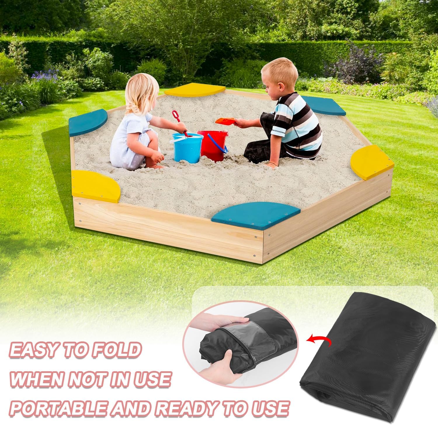 Thumbnail 5 de LAMUNI Sandkasten Abdeckplane 180×150×20 cm Wasserdicht