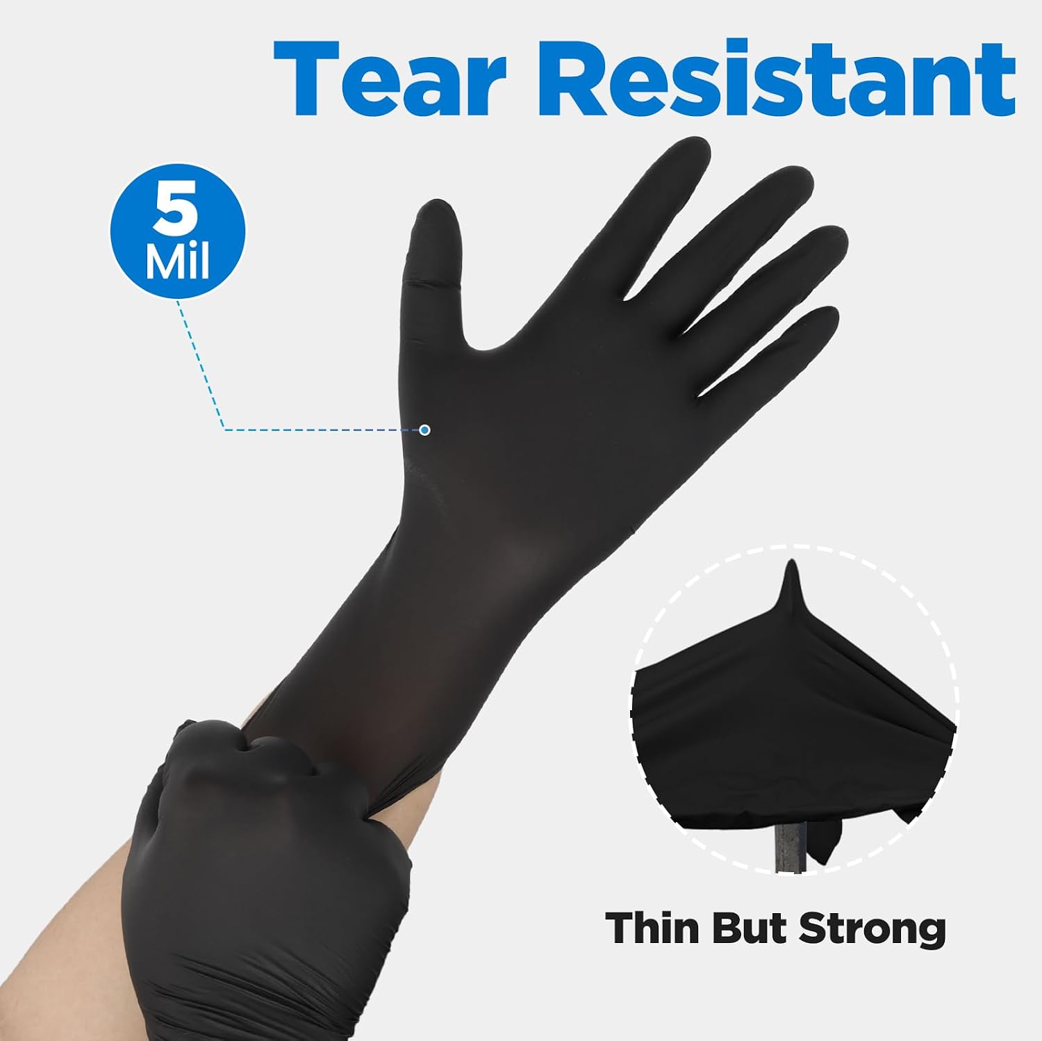 Thumbnail 3 de ONLYSTAR Food Grade Nitrile Gloves – 5 Mil, Black, 100 Pcs, Ambidextrous, Food Safe & Textured