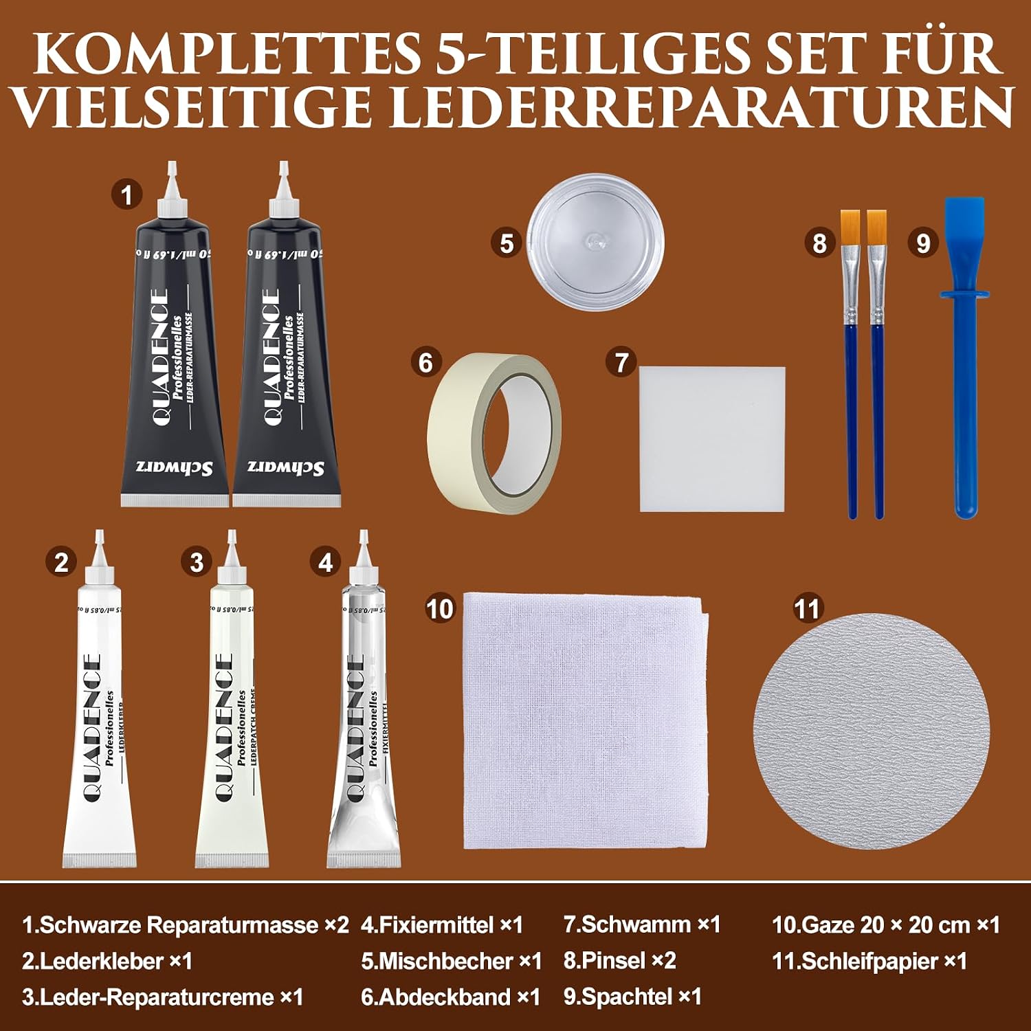 Thumbnail 6 de Quadence Leder Reparaturset Schwarz, 5-teilig