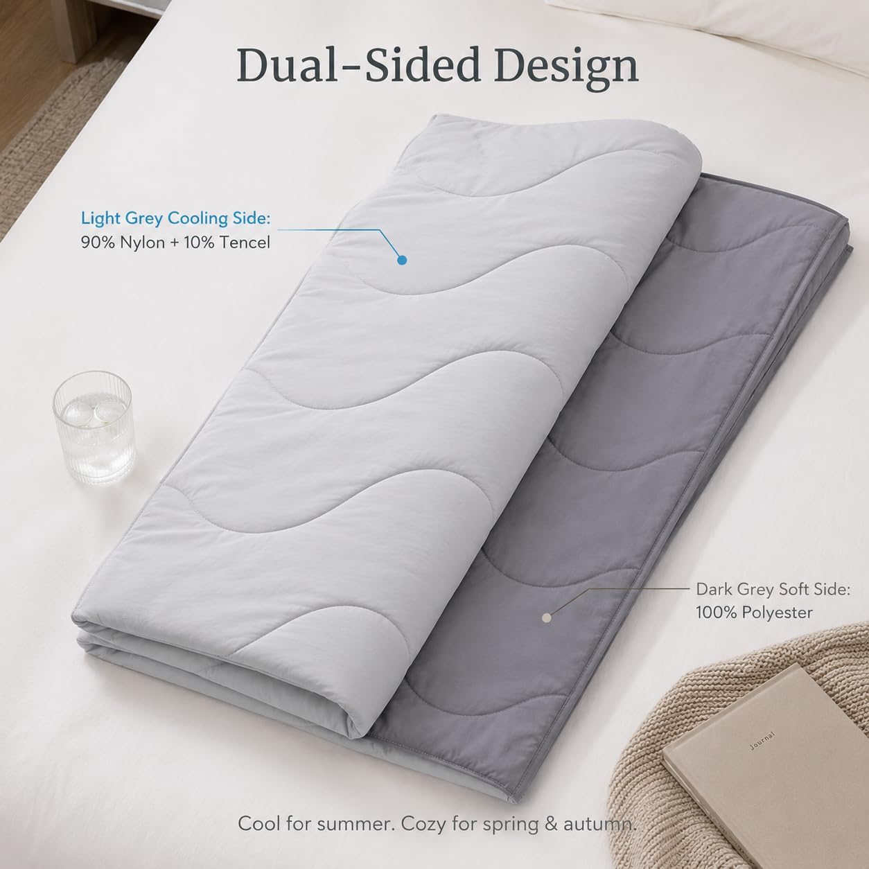 Detalle de Orcalic Queen Size Cooling Comforter, Reversible Cool-Touch Cover, Lightweight