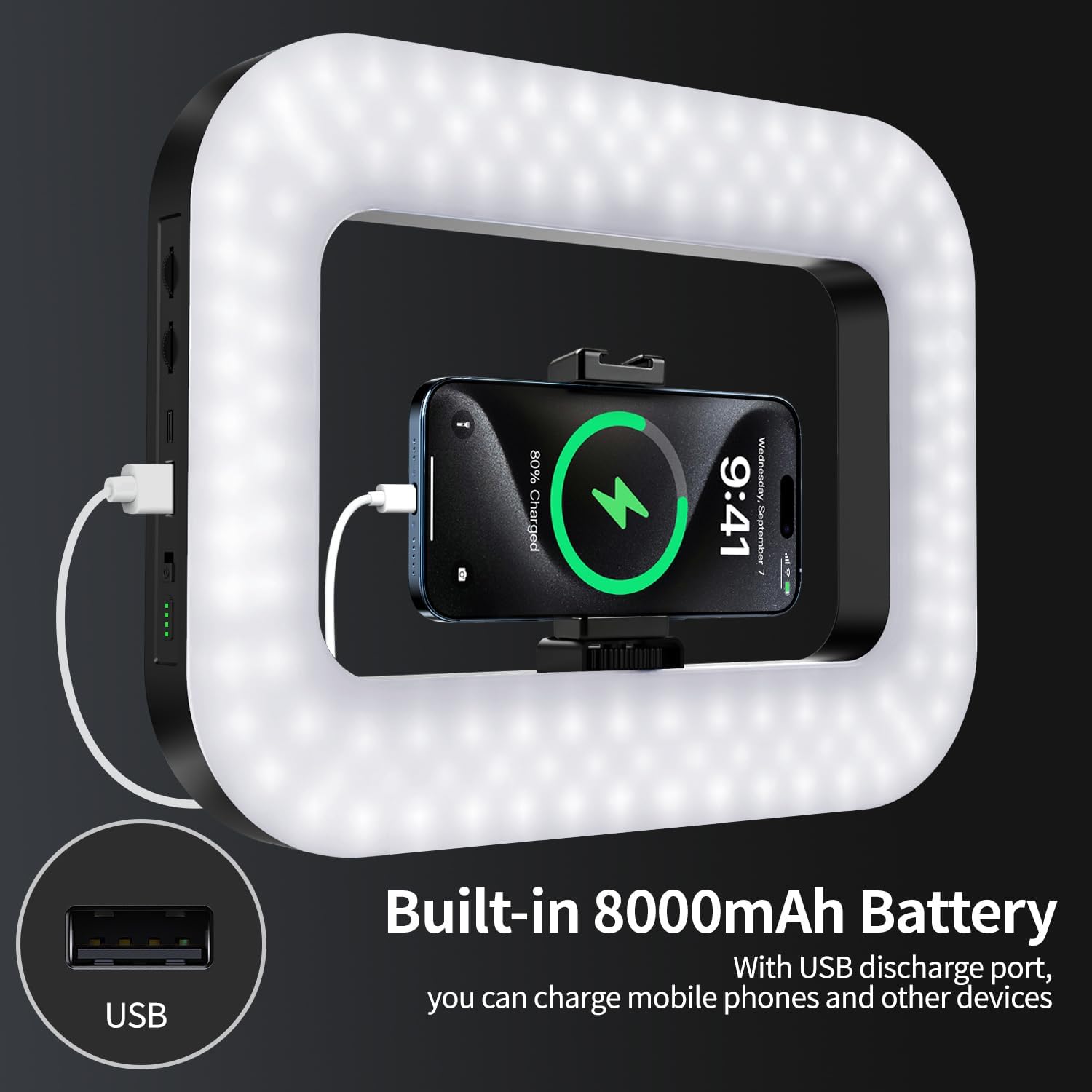 Thumbnail 3 de yAyusi Cell Phone Light for Video Recording: Handheld Stabilizer with Built-In 8000mAh LED Ring Light