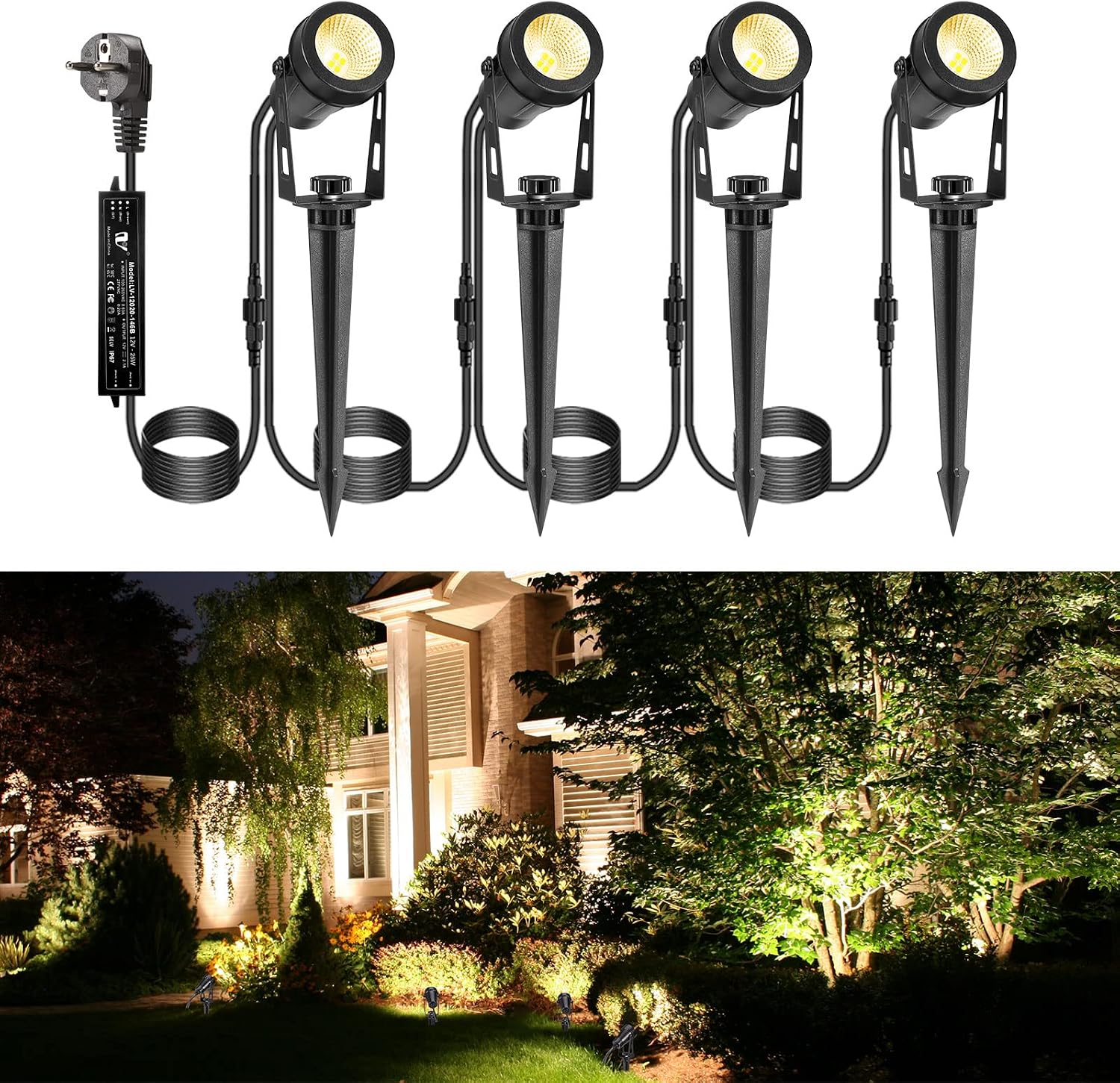 Thumbnail 1 de ECOWHO 2er Pack Gartenstrahler ohne Stecker 12V, 3W LED – Warmweiß, 2 Stück