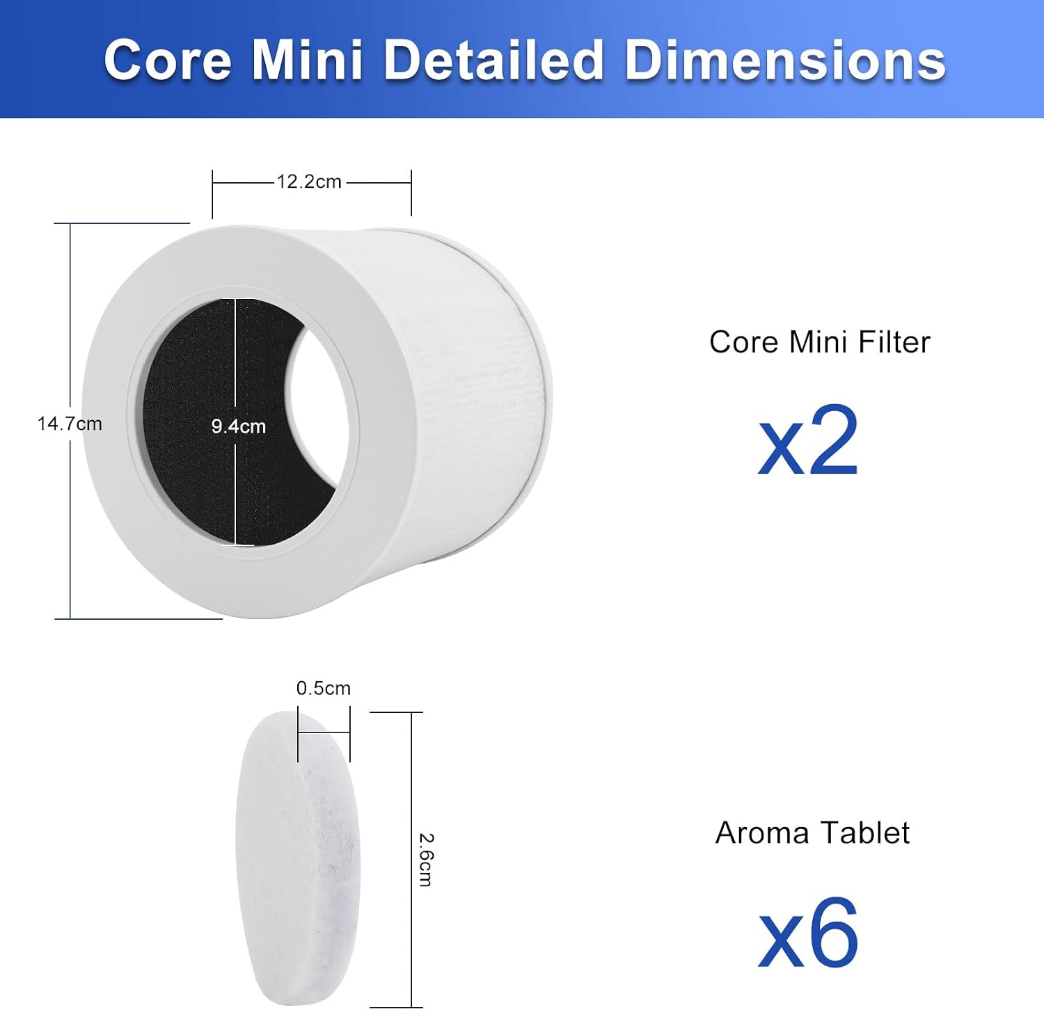 Thumbnail 1 de 2er-Pack Core Mini Filter für Levoit Core Mini – 3-in-1 Filter inkl. Aromapads