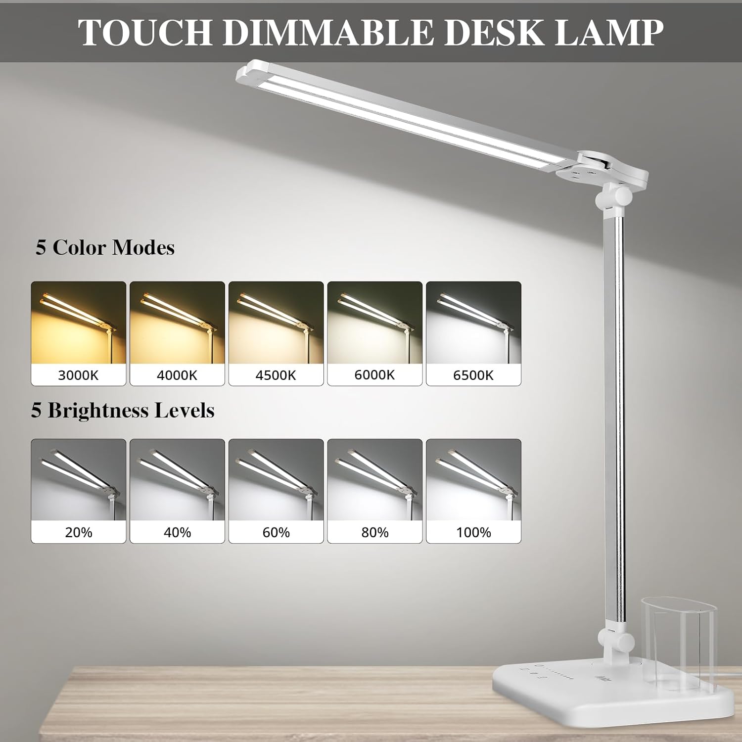 Thumbnail 2 de iVict Dual Swing Arm LED Schreibtischlampe