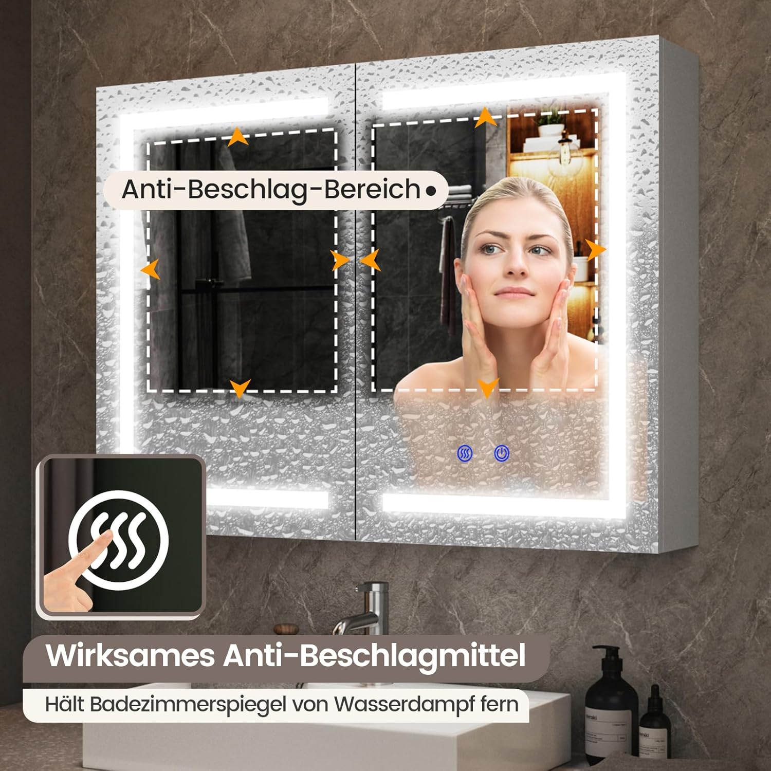 Thumbnail 4 de Luxstein Spiegelschrank 80x60 cm 🪞