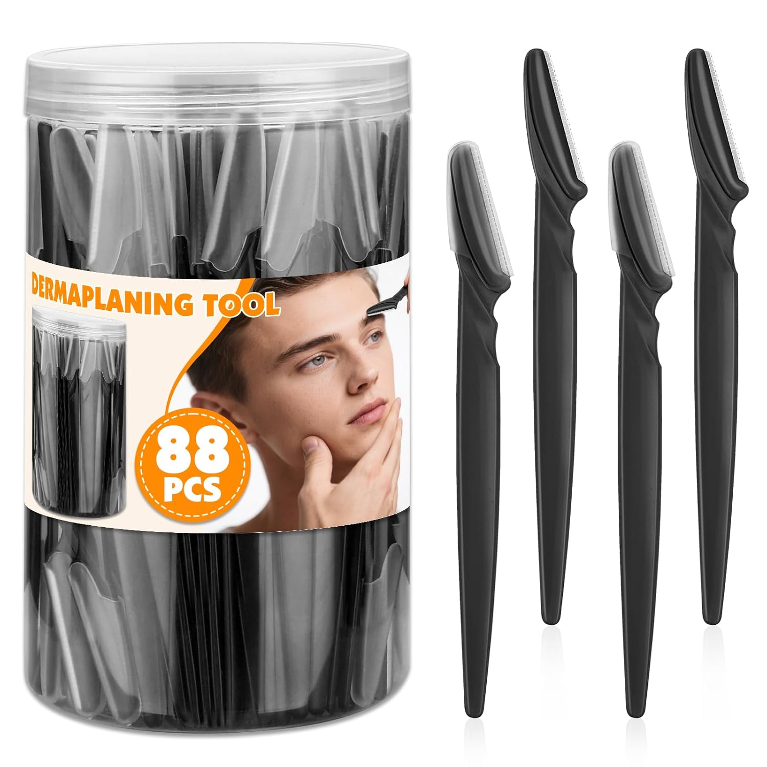 Detalle de Phyyixs 88 Pcs Eyebrow & Face Razors with Storage Jar — Safe Dermaplane Razor for Women and Men