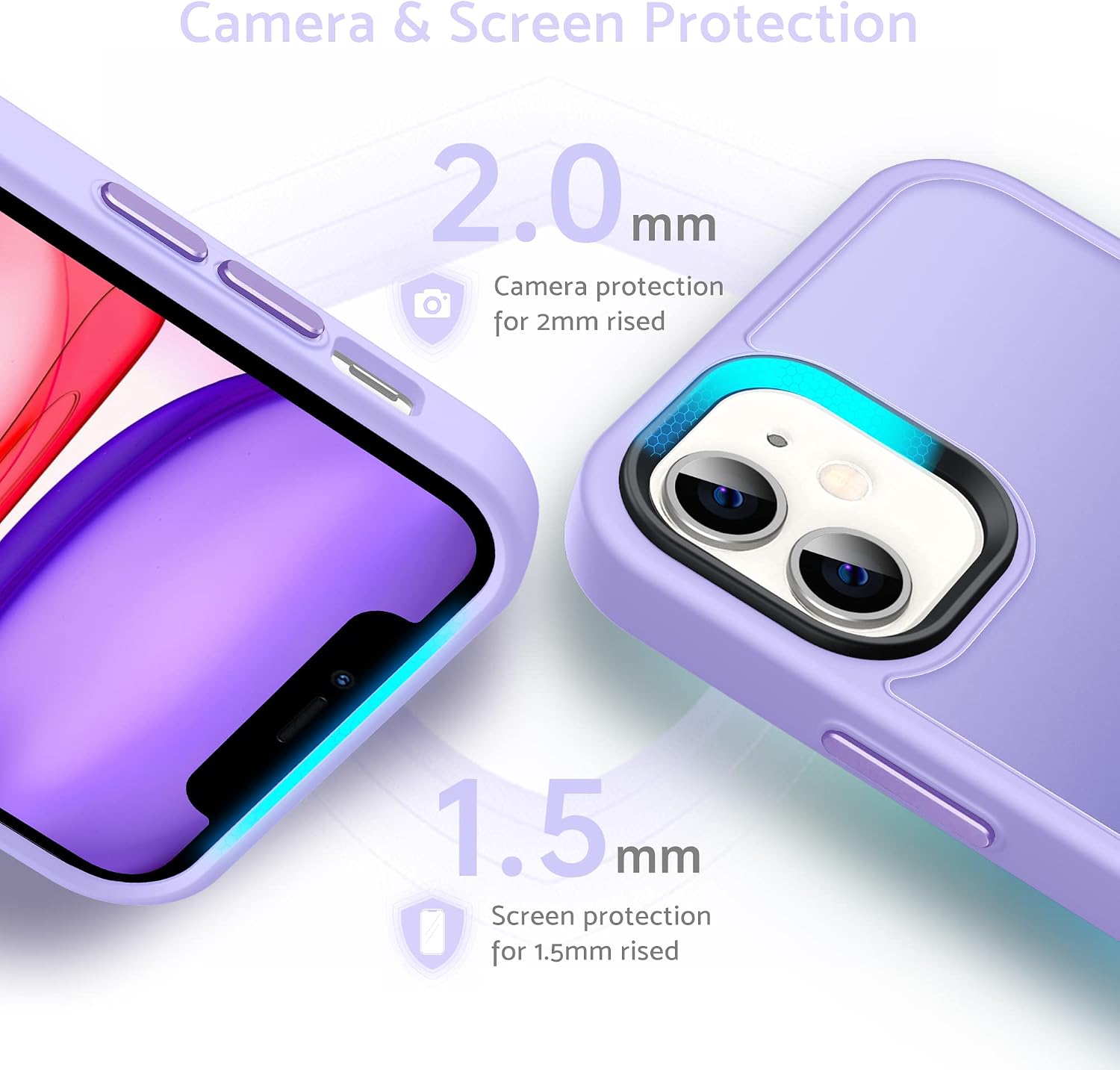 Detalle de ANQR P Matt Zero Hülle für iPhone 11 – dünner Militärschutz mit Kameraschutz, violett