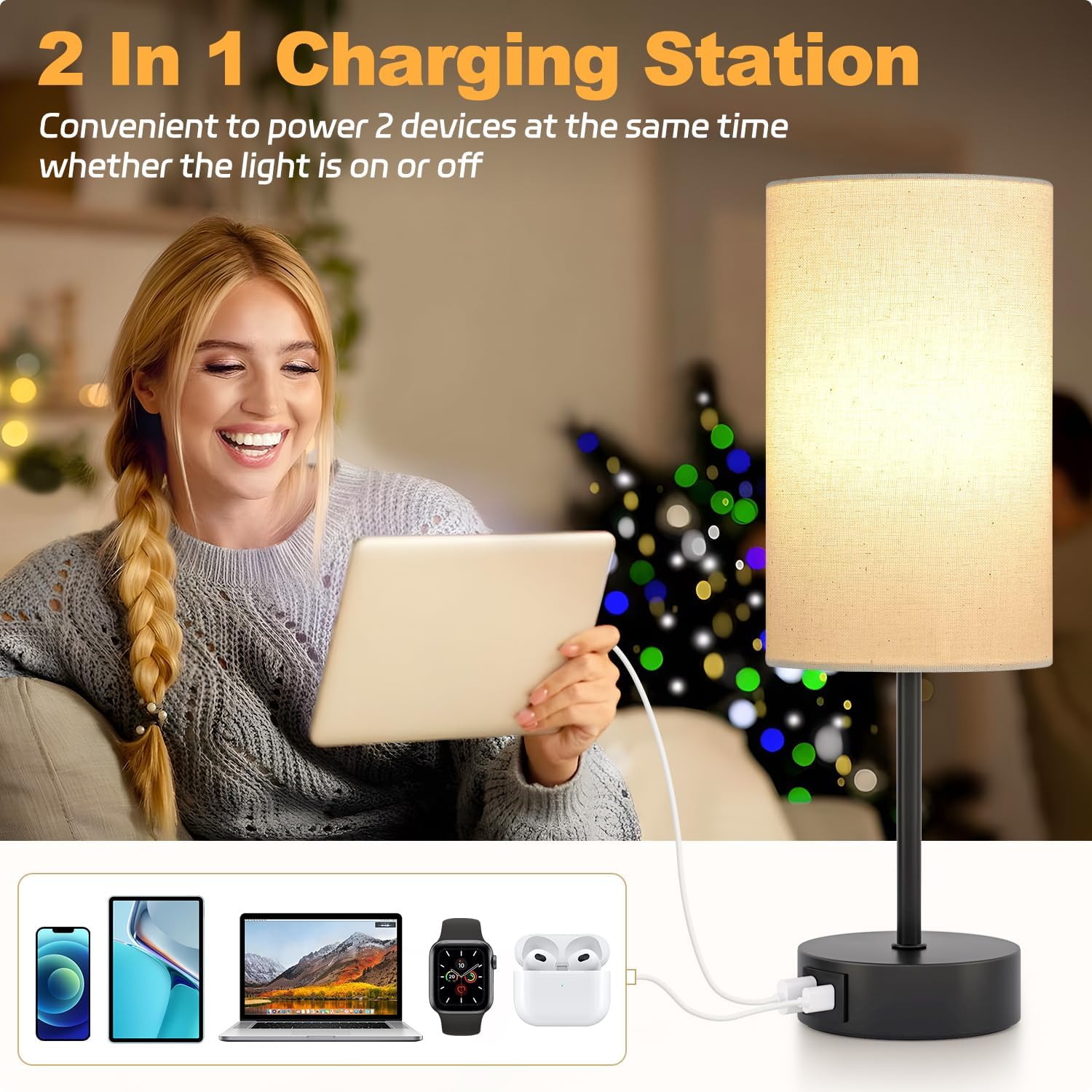 Thumbnail 3 de STANBOW Bedside Lamps Touch Control 13.8in
