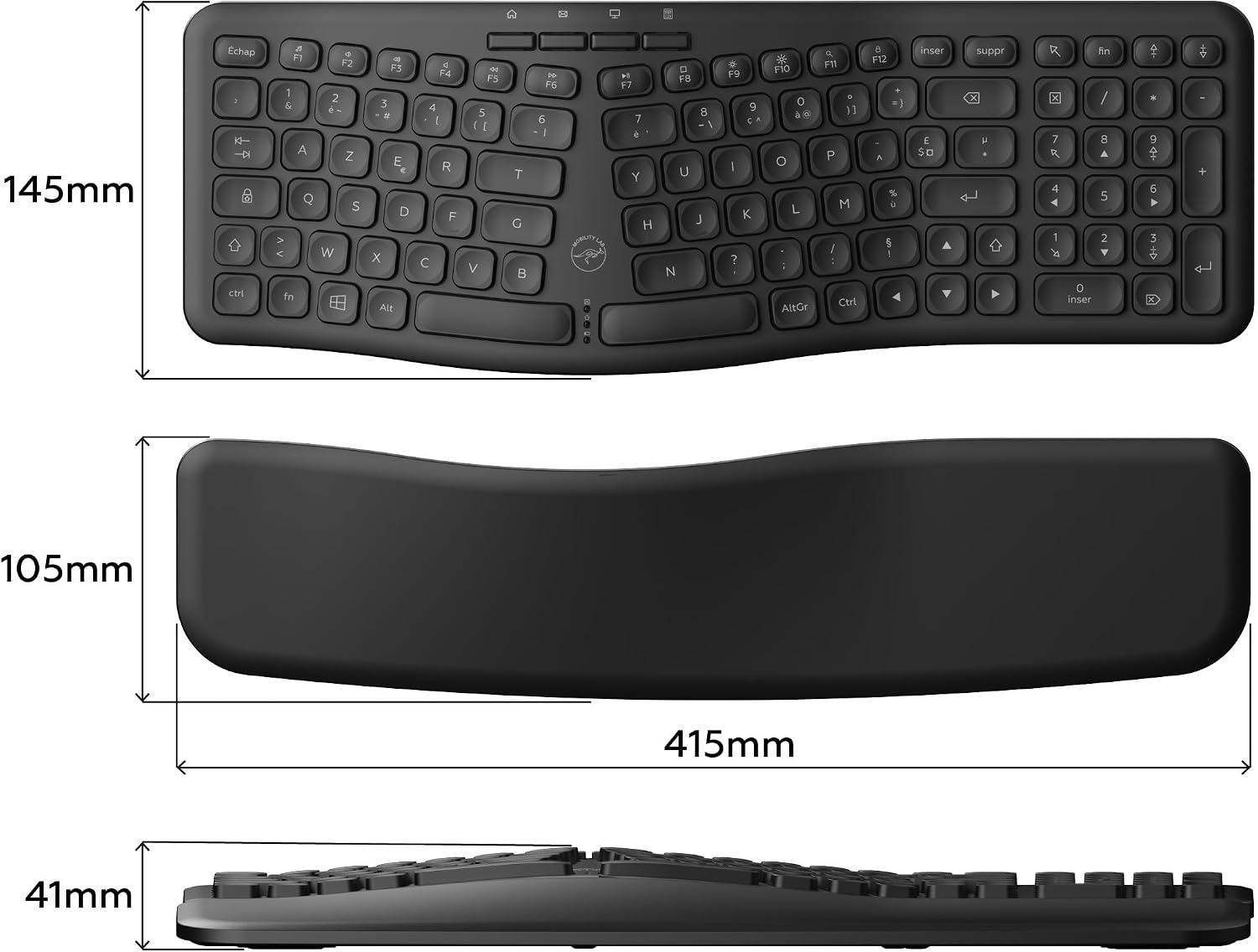 Thumbnail 2 de Mobility Lab — Clavier Ergonomique sans fil avec repose-poignet magnétique et inclinaison ajustable