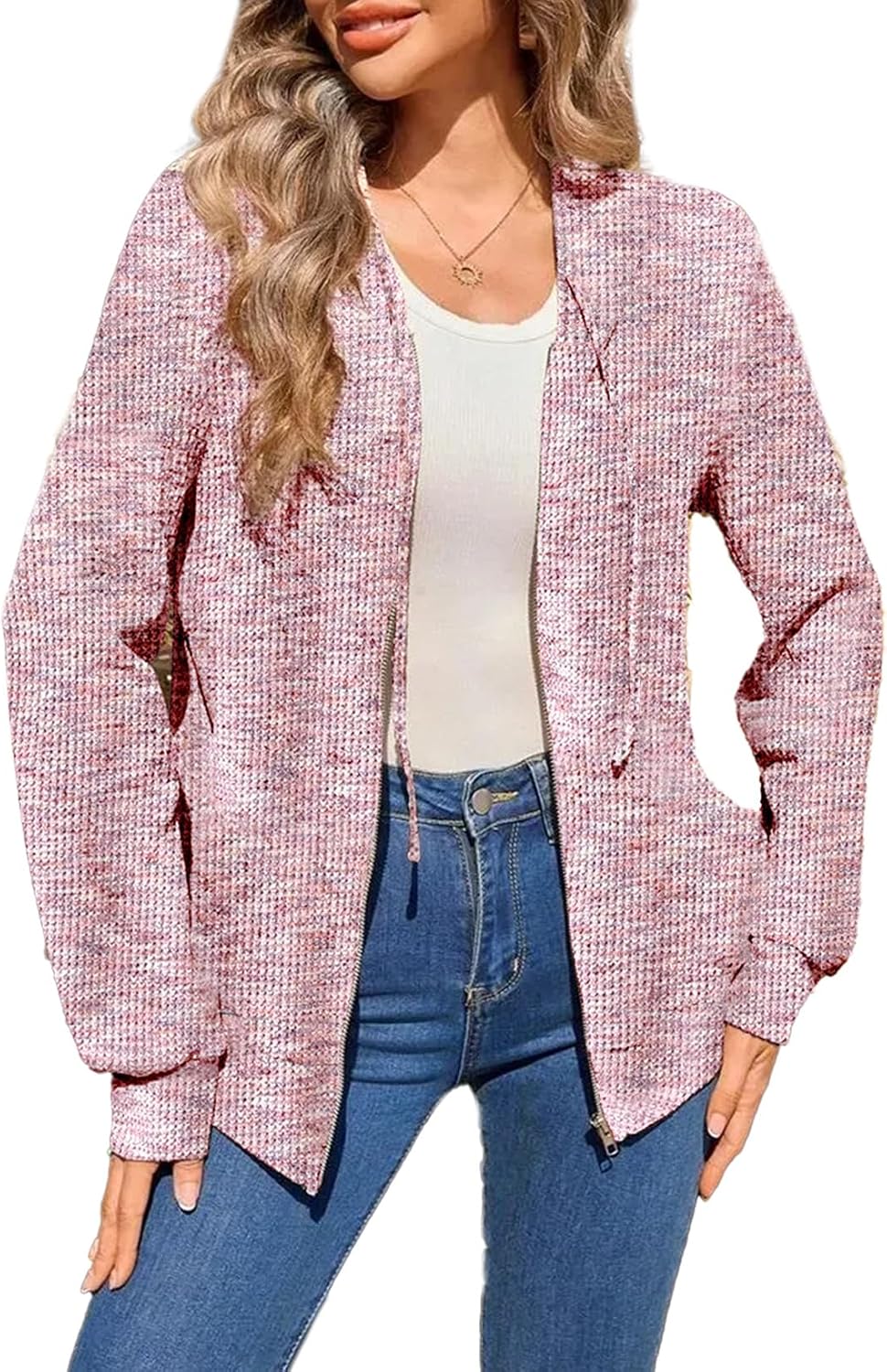 Thumbnail 6 de SHEWIN Waffle-Knit Zip-Up Hoodie