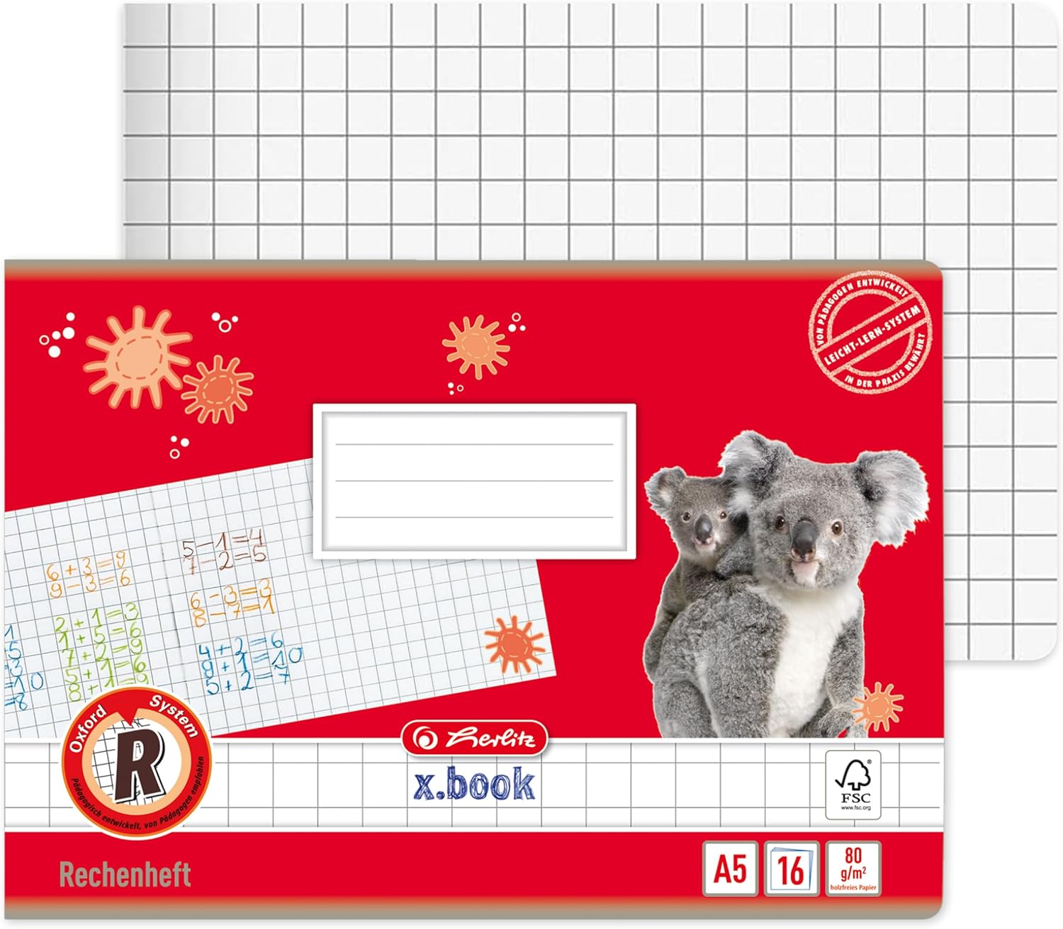 Detalle de Herlitz 1957786 räknehäften A5, rutnät 10 × 10 mm, 16 ark, 10-pack