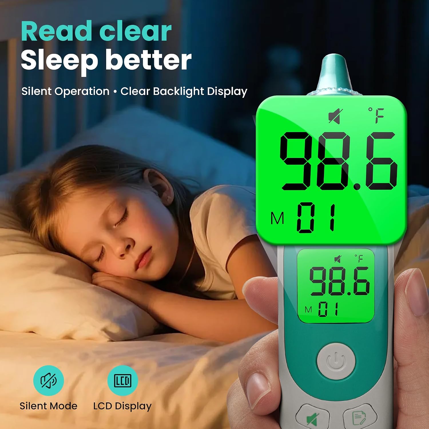 Detalle de TIZZIOR Ear Thermometer, 40-Reading Memory