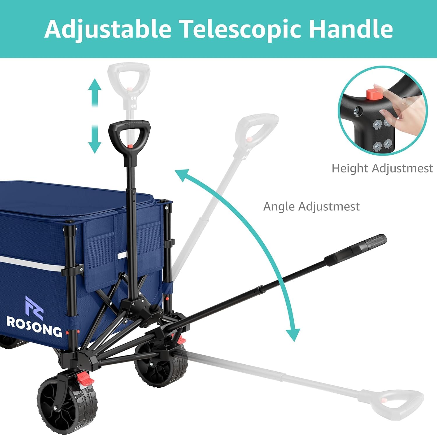 Detalle 1 de ROSONG zq001 Folding Utility Wagon, 120L with Lid, 250 lb Capacity