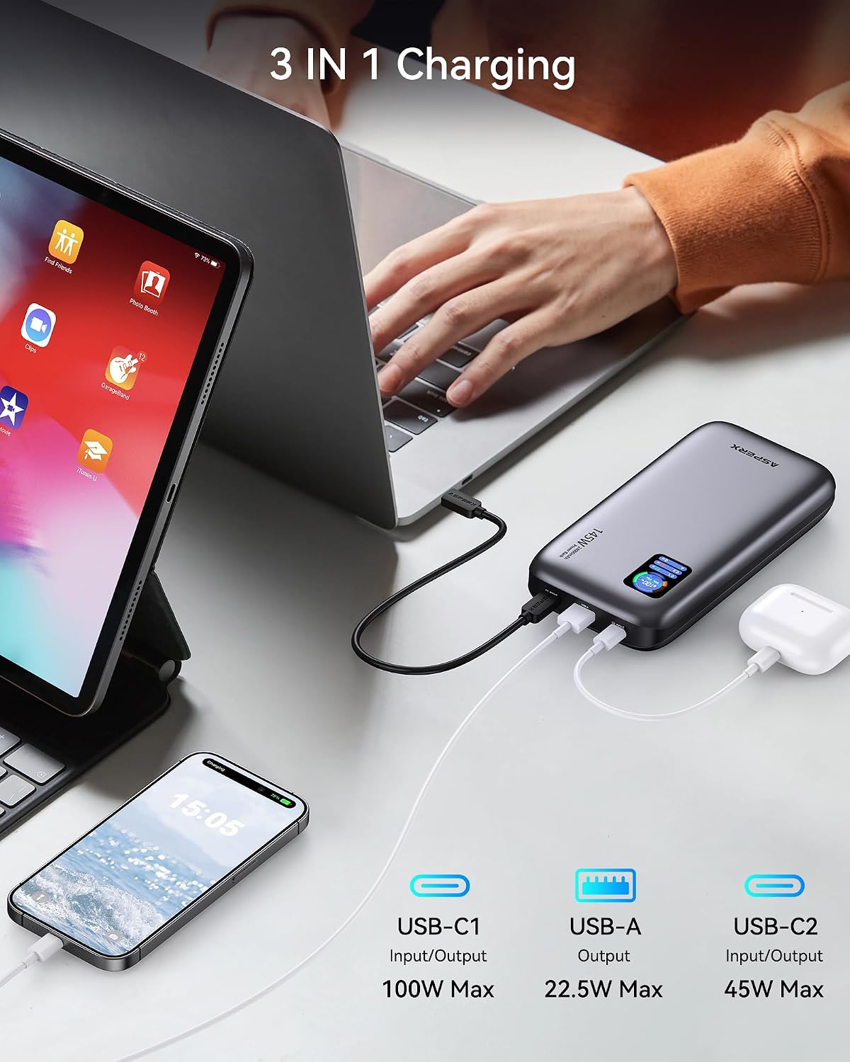 Thumbnail 2 de ASPERX 145W 24000mAh Laptop Power Bank with TFT Display