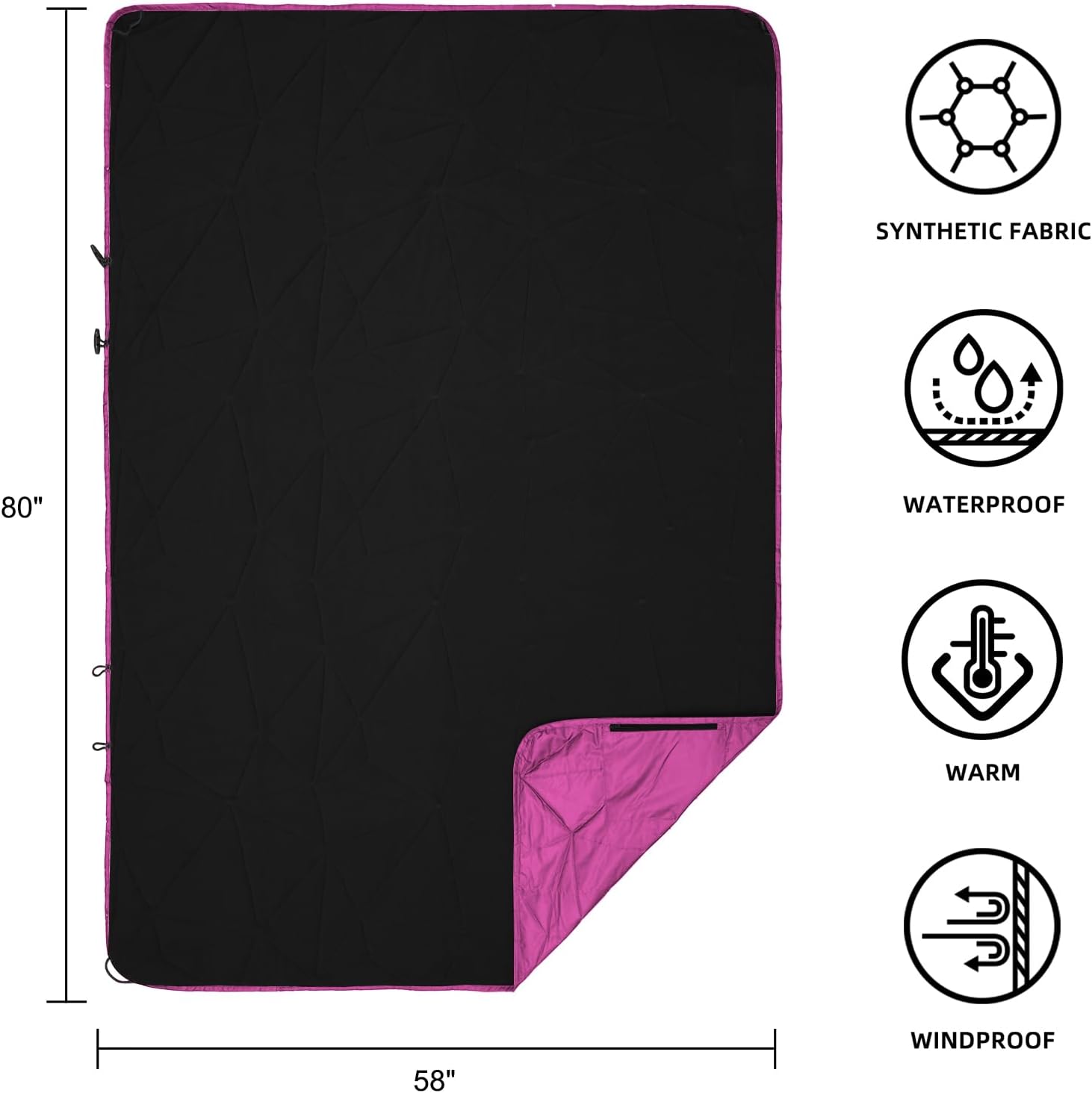 Thumbnail 2 de KawaGebo Kamp wasserdichte Outdoor Campingdecke – Große extra Dicke Fleece Stadiondecke 203 × 147 cm