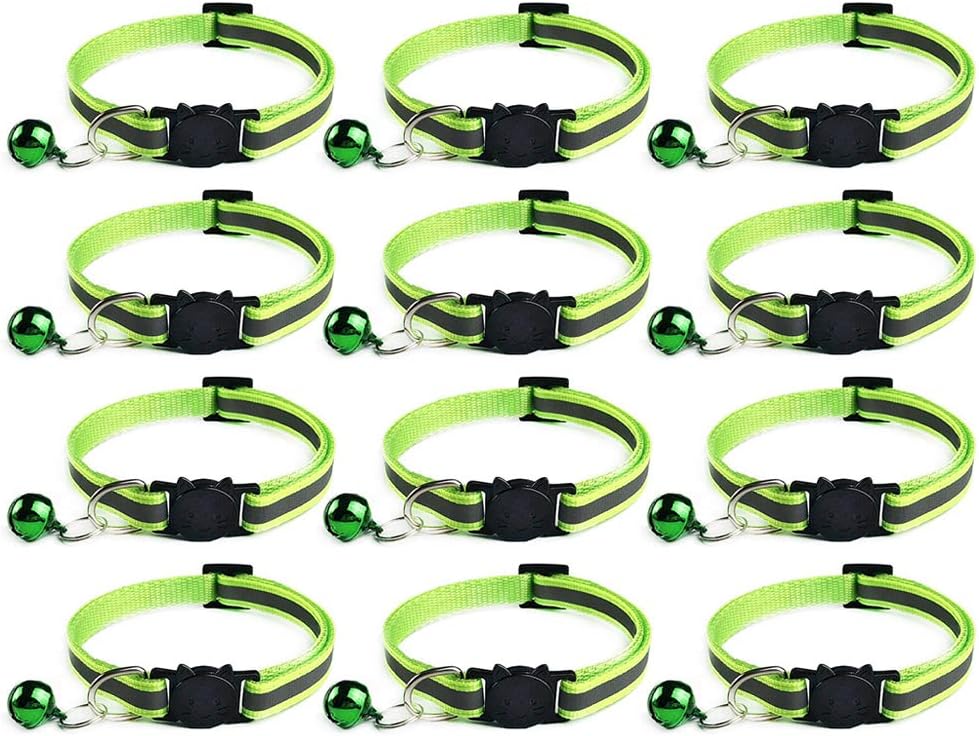Detalle de Tafeiya 12x Reflective Adjustable Cat Collars with Bell 🐱