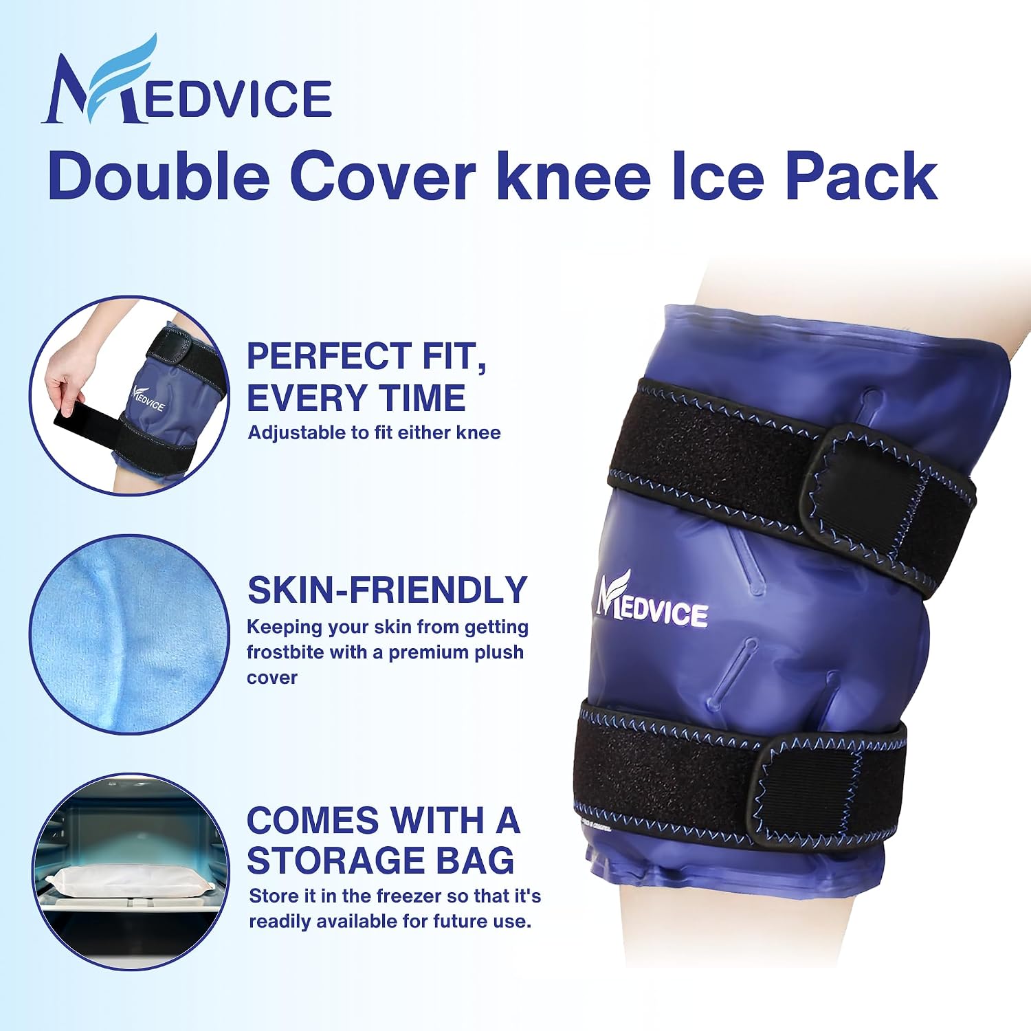 Thumbnail 1 de MEDVICE MDVKNEEPCK Knee Ice Pack Wrap with Cold Compression, Adjustable Straps
